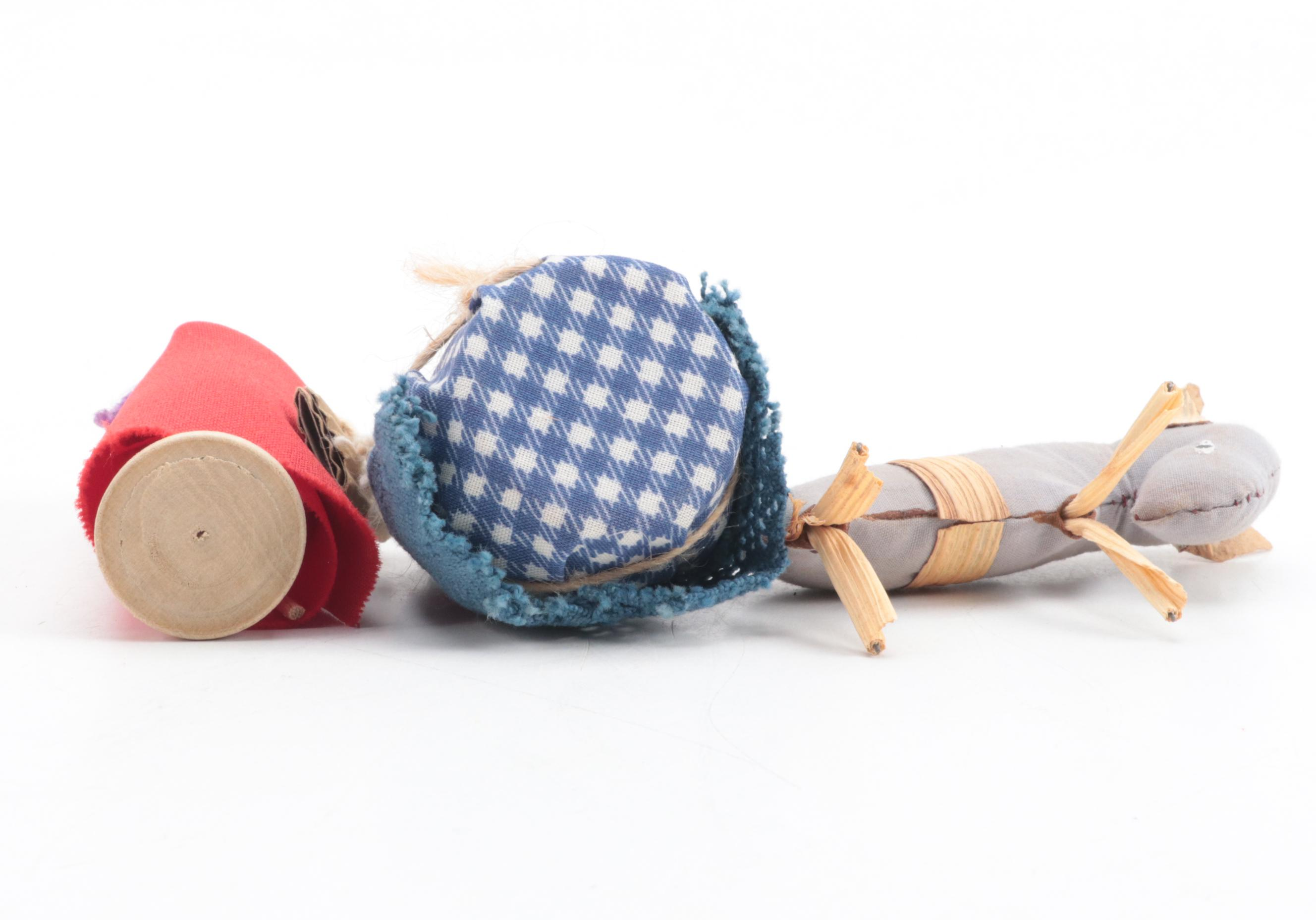Zulu Made Fabric and Wood Nativity Dolls with Cardboard Backdrop