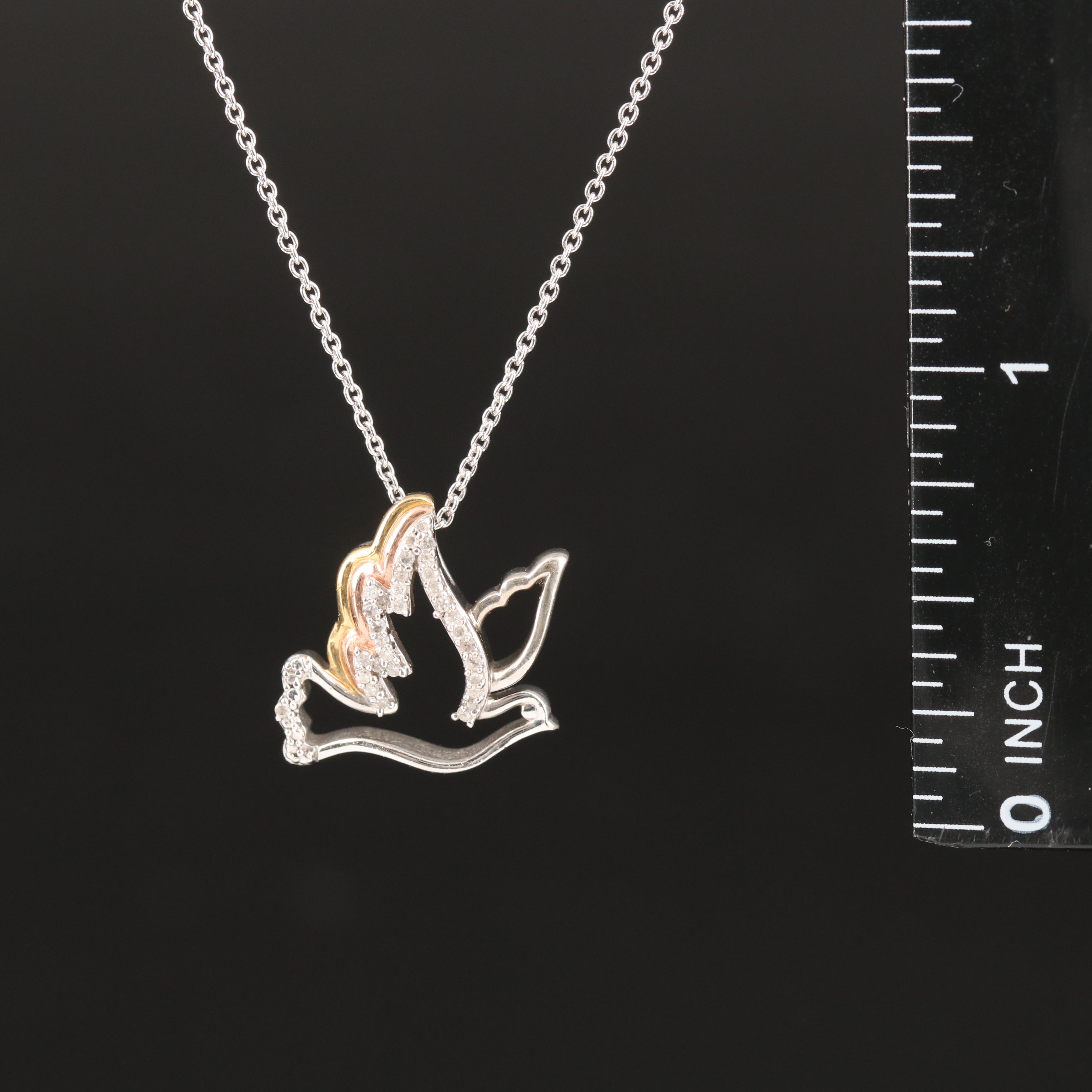 Diamond Dove Pendant Necklace in Sterling