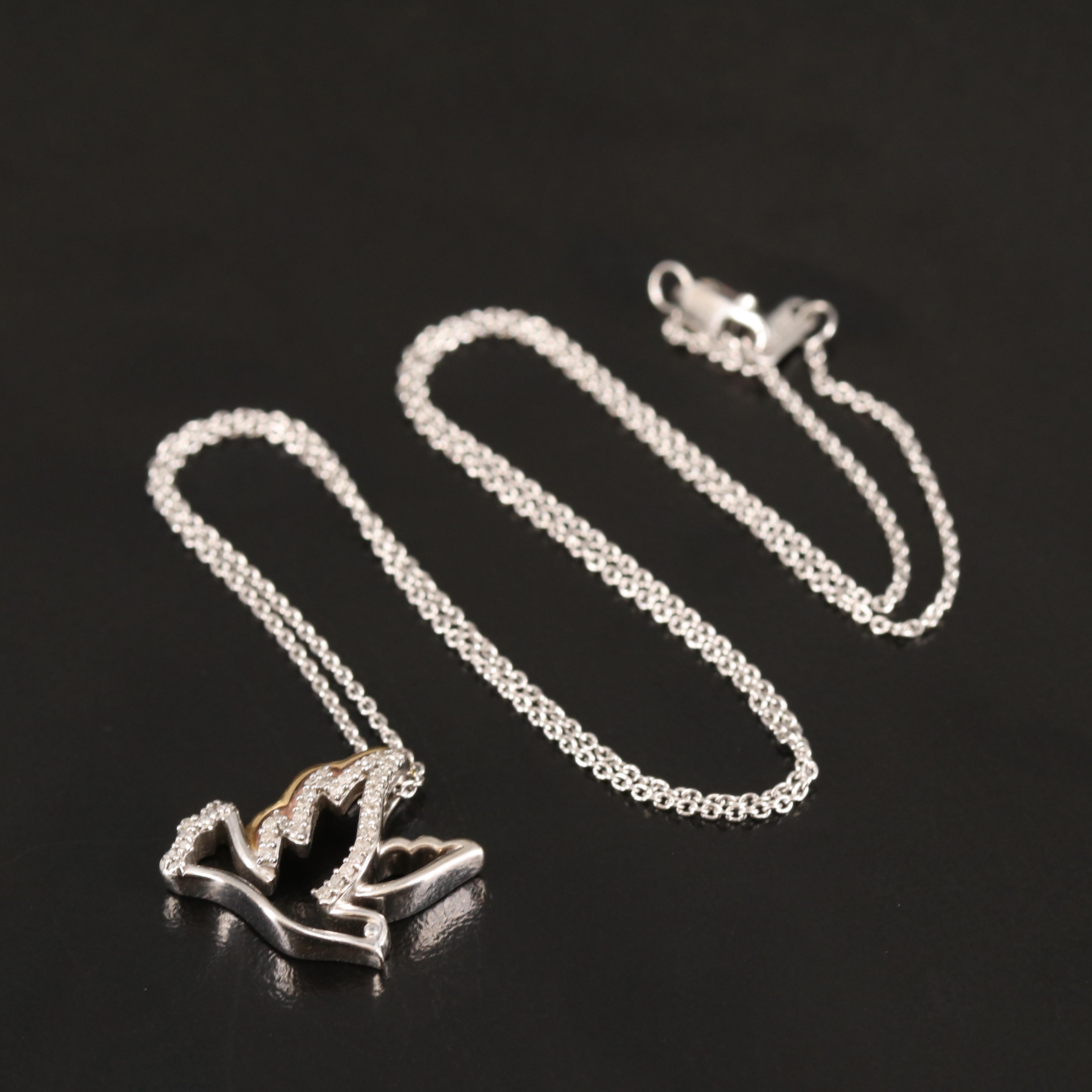 Diamond Dove Pendant Necklace in Sterling