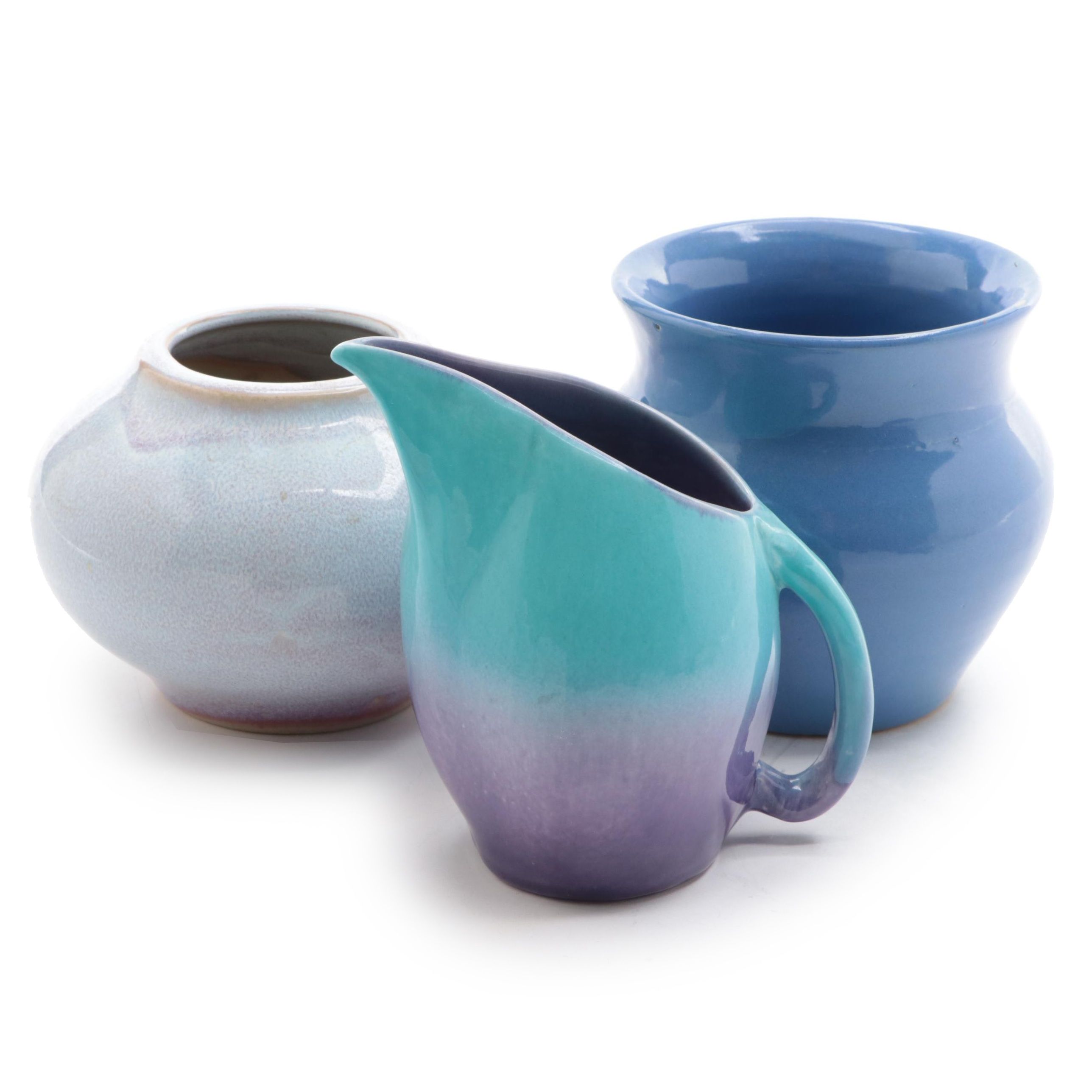 Art Pottery Pitcher and Vases, Mid to Late 20th Century
