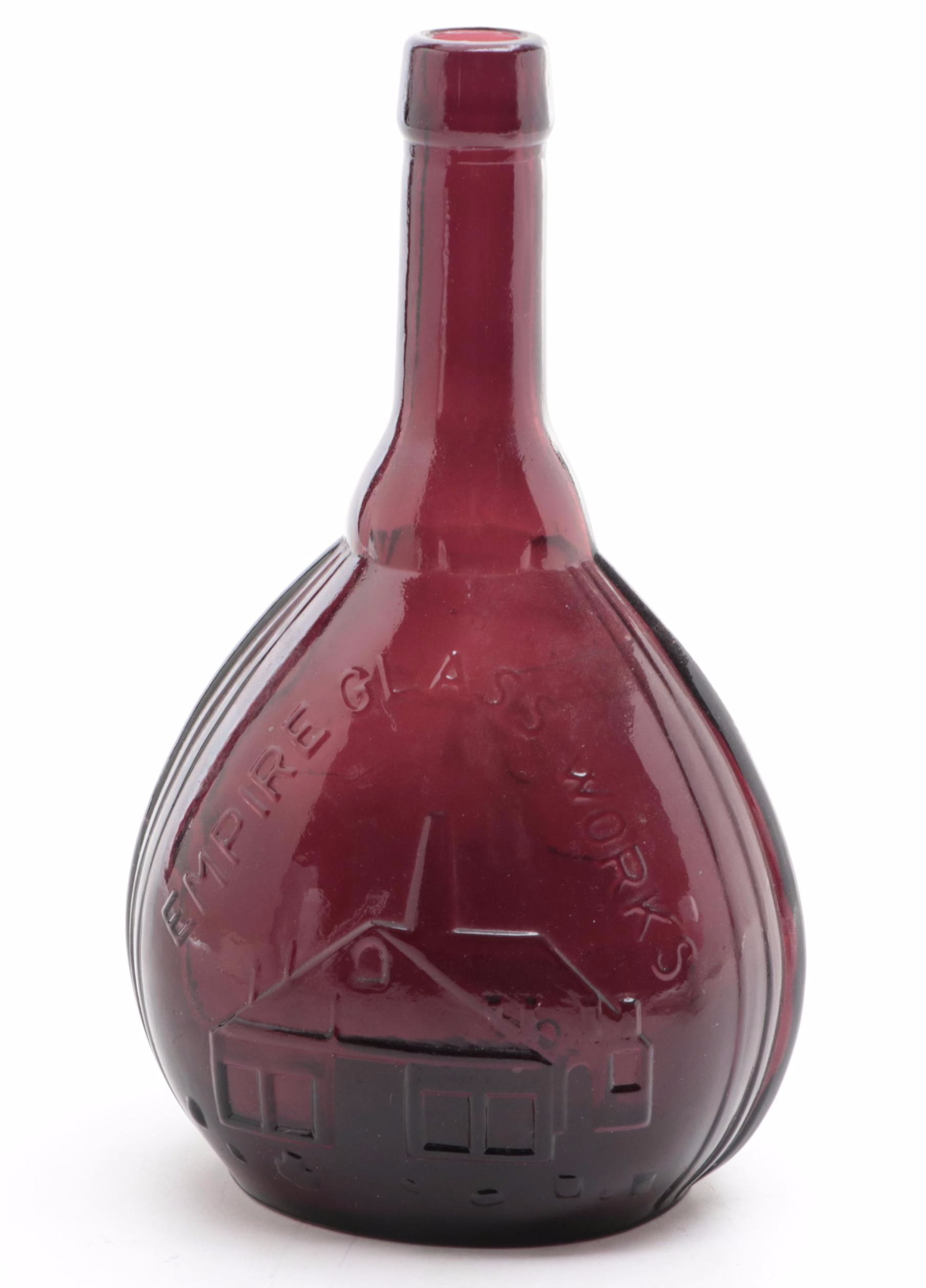 Amethyst Glass Jenny Lind Portrait Bottle with Other Ceramic Tableware