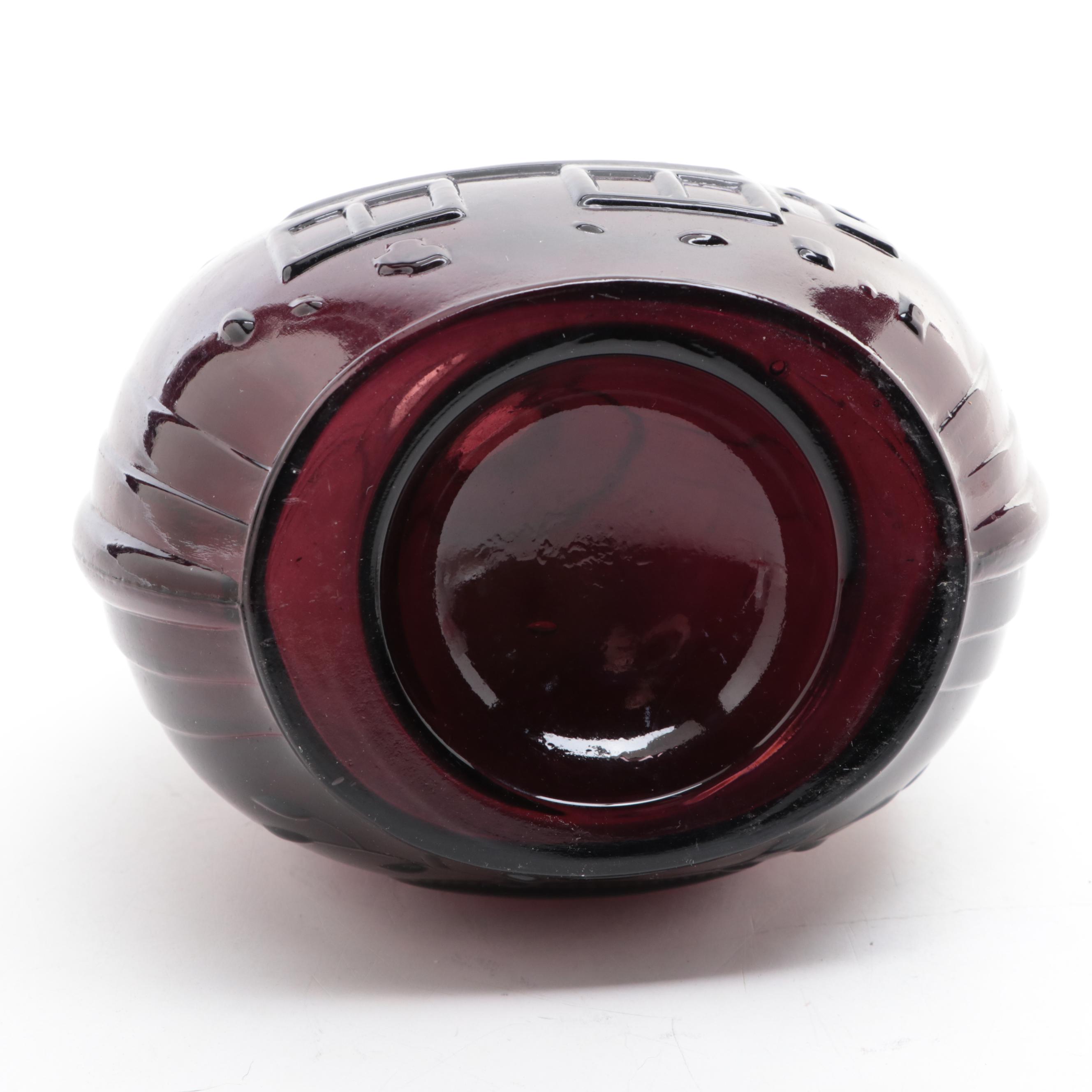 Amethyst Glass Jenny Lind Portrait Bottle with Other Ceramic Tableware