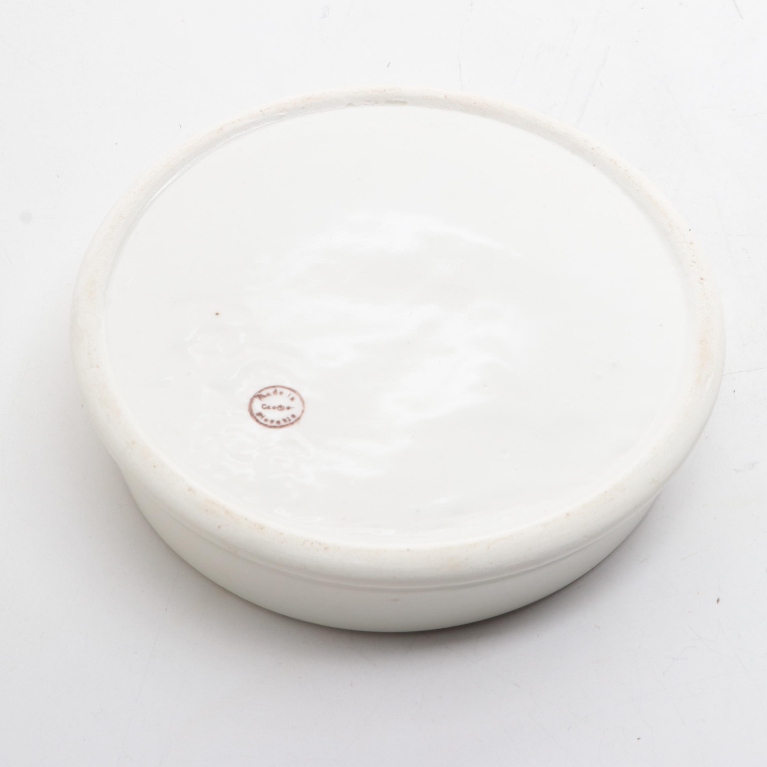 Amethyst Glass Jenny Lind Portrait Bottle with Other Ceramic Tableware