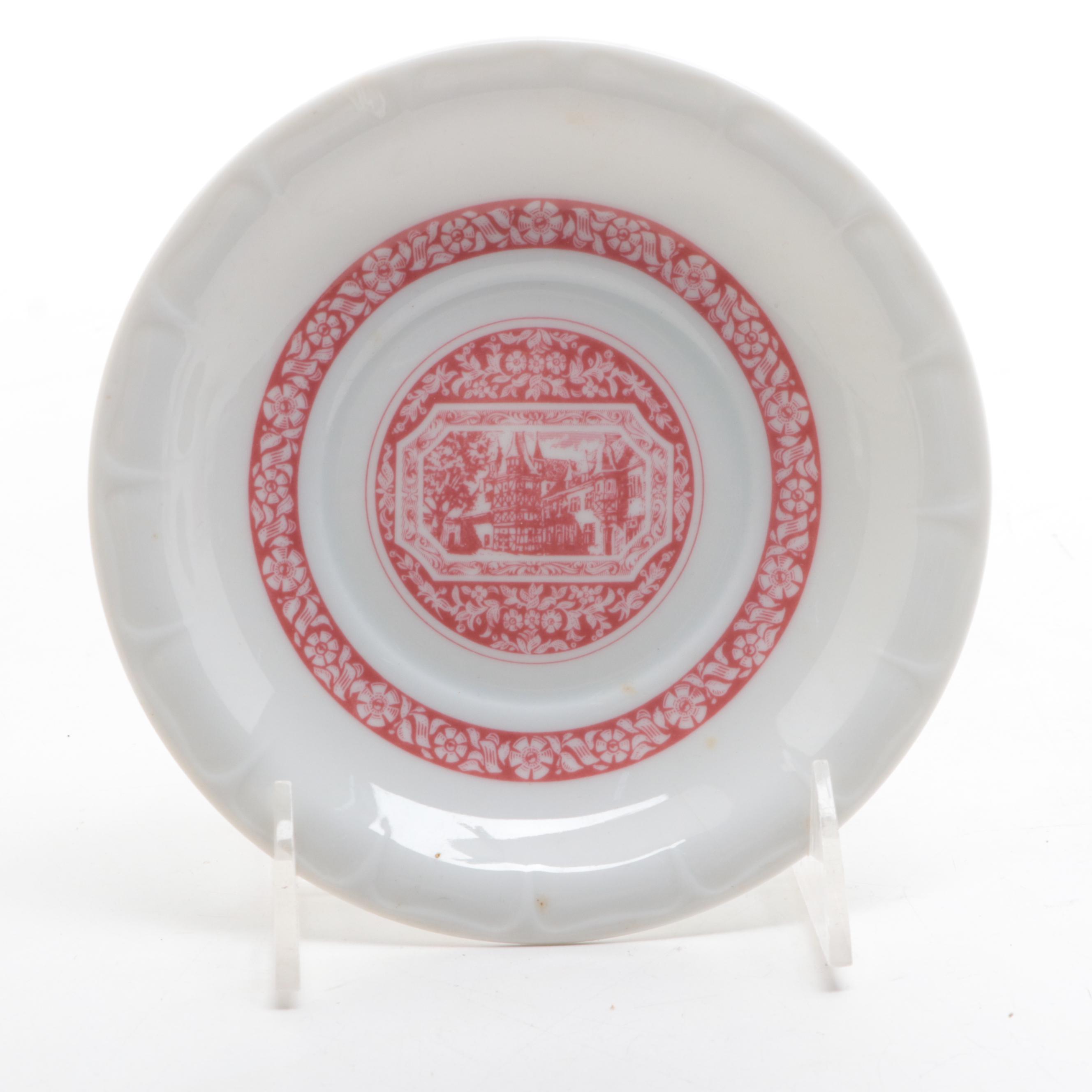 Amethyst Glass Jenny Lind Portrait Bottle with Other Ceramic Tableware