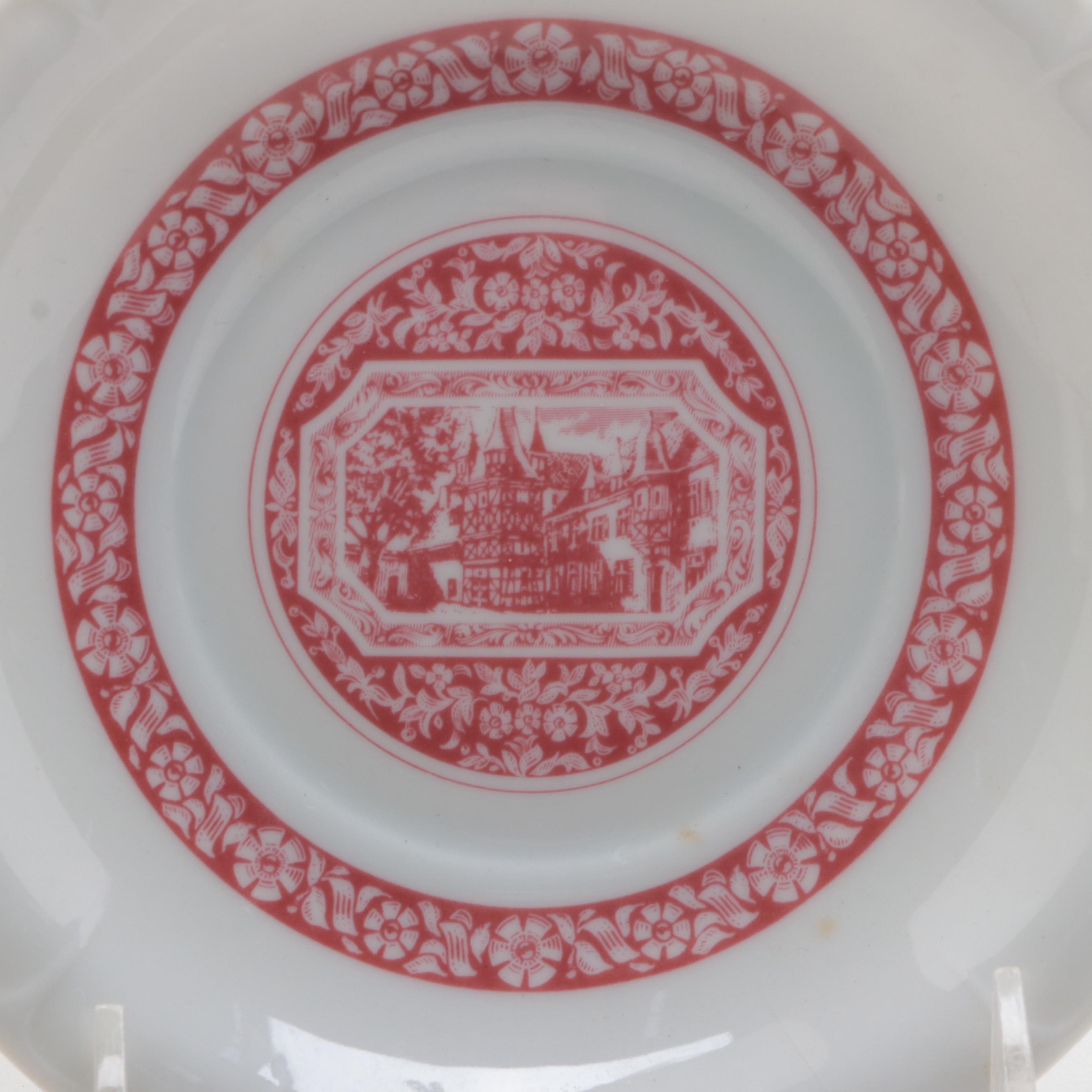 Amethyst Glass Jenny Lind Portrait Bottle with Other Ceramic Tableware