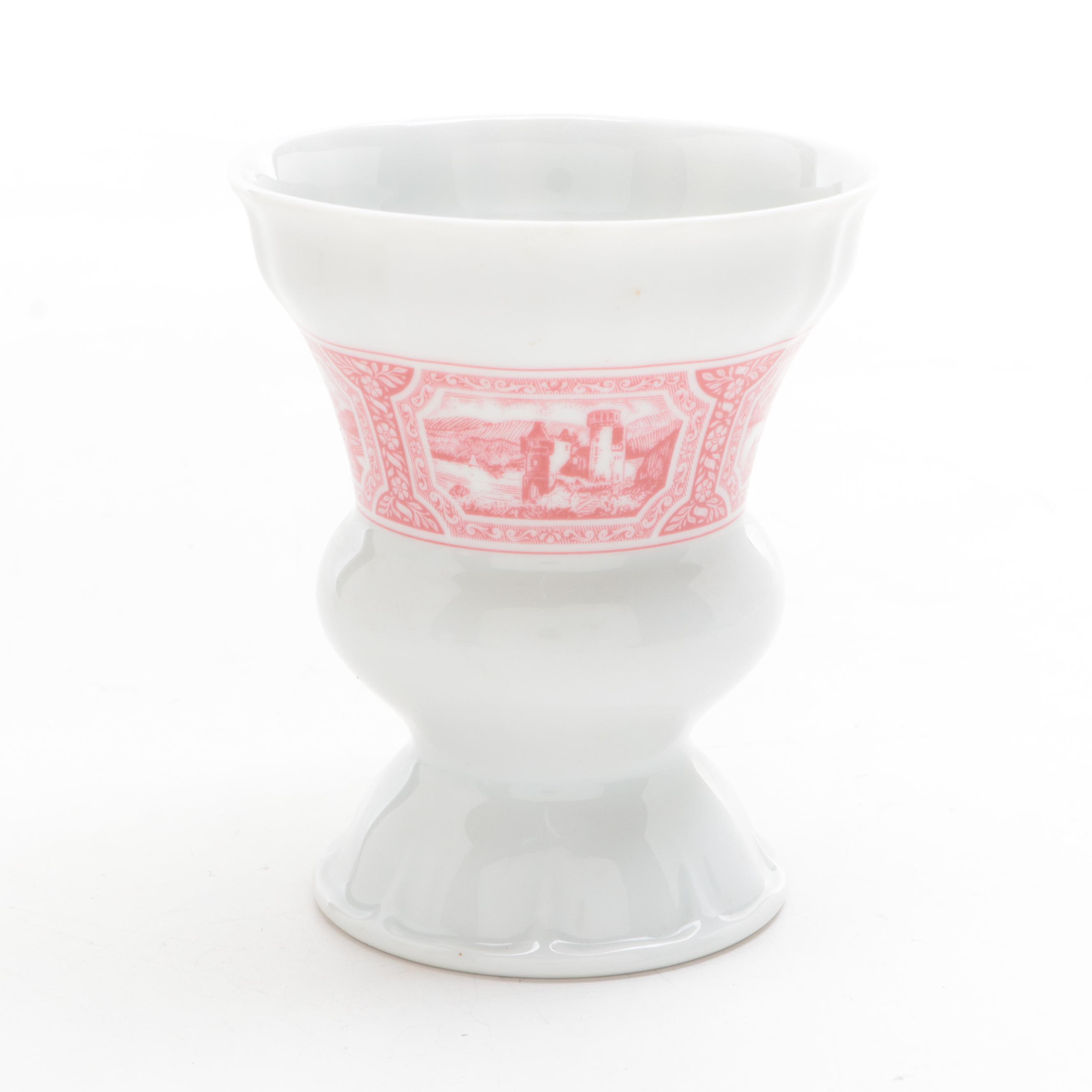 Amethyst Glass Jenny Lind Portrait Bottle with Other Ceramic Tableware