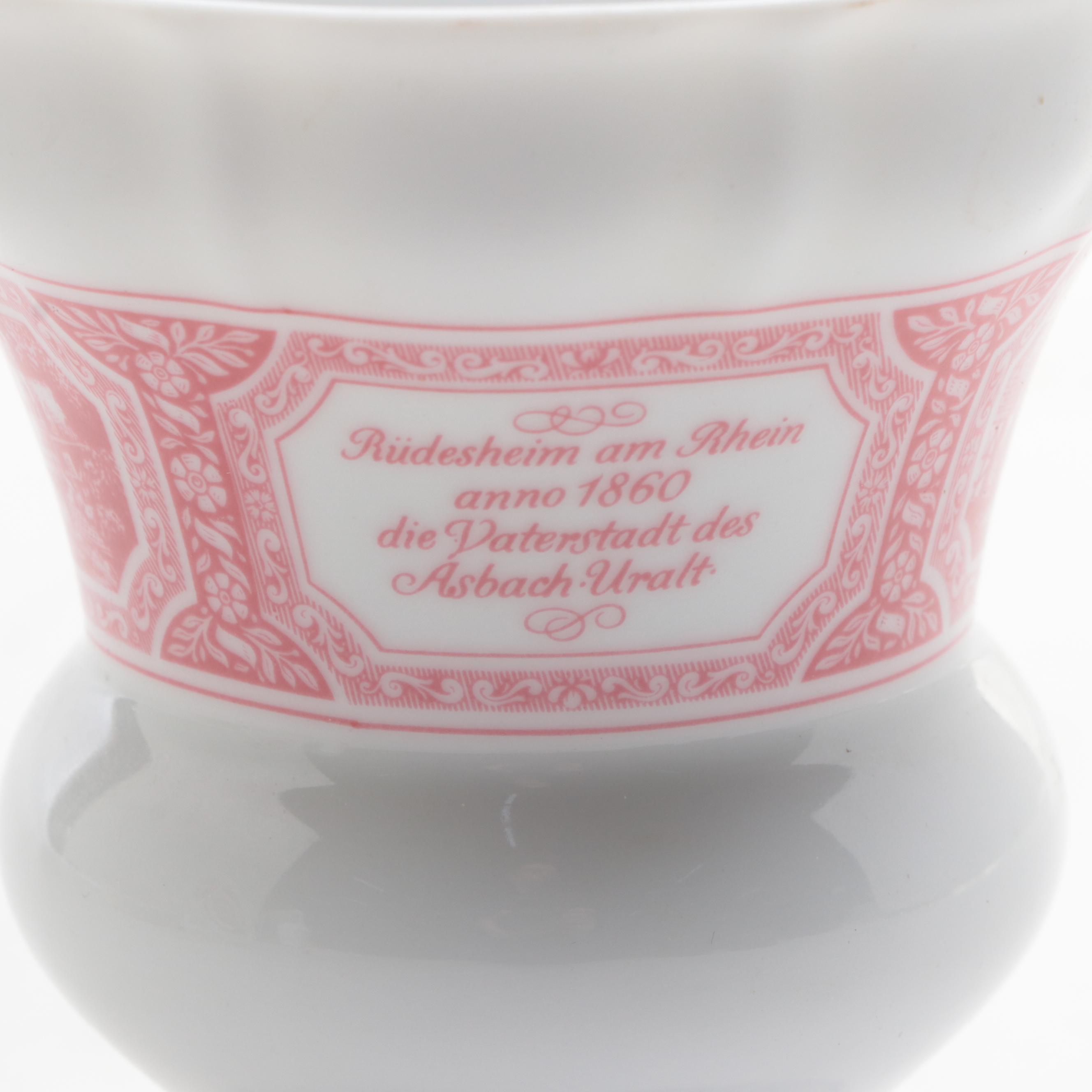 Amethyst Glass Jenny Lind Portrait Bottle with Other Ceramic Tableware