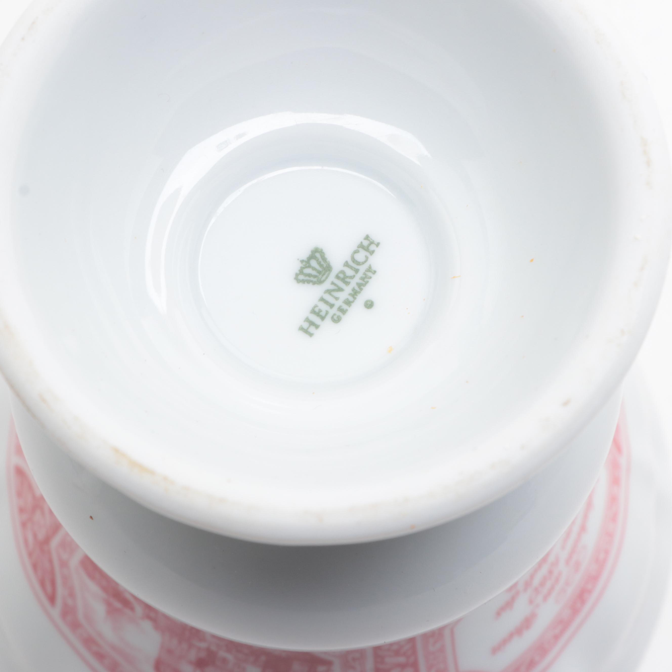 Amethyst Glass Jenny Lind Portrait Bottle with Other Ceramic Tableware