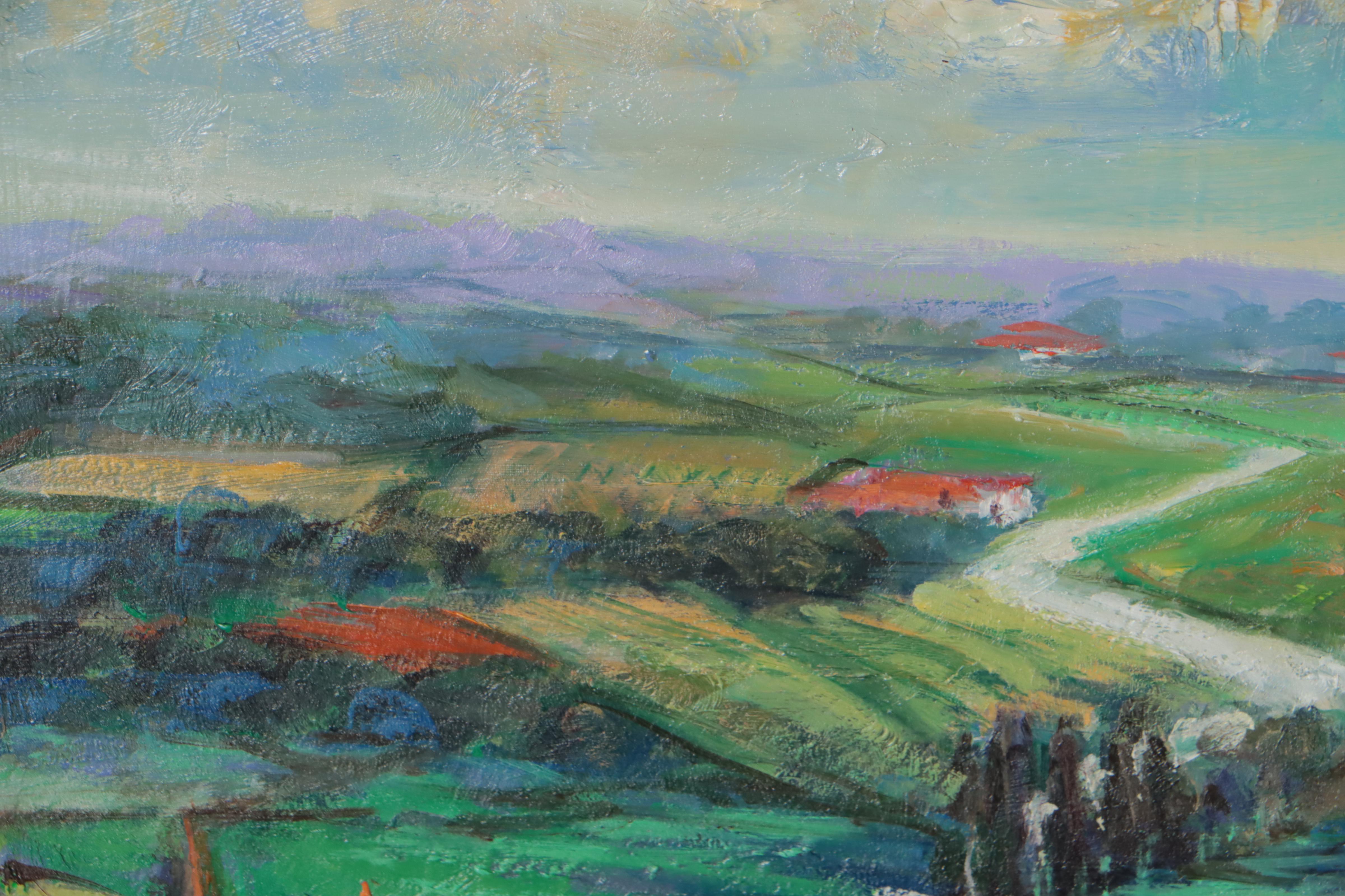 Nino Pippa Oil Painting "Tuscany - Landscape with Judas Trees," 2016