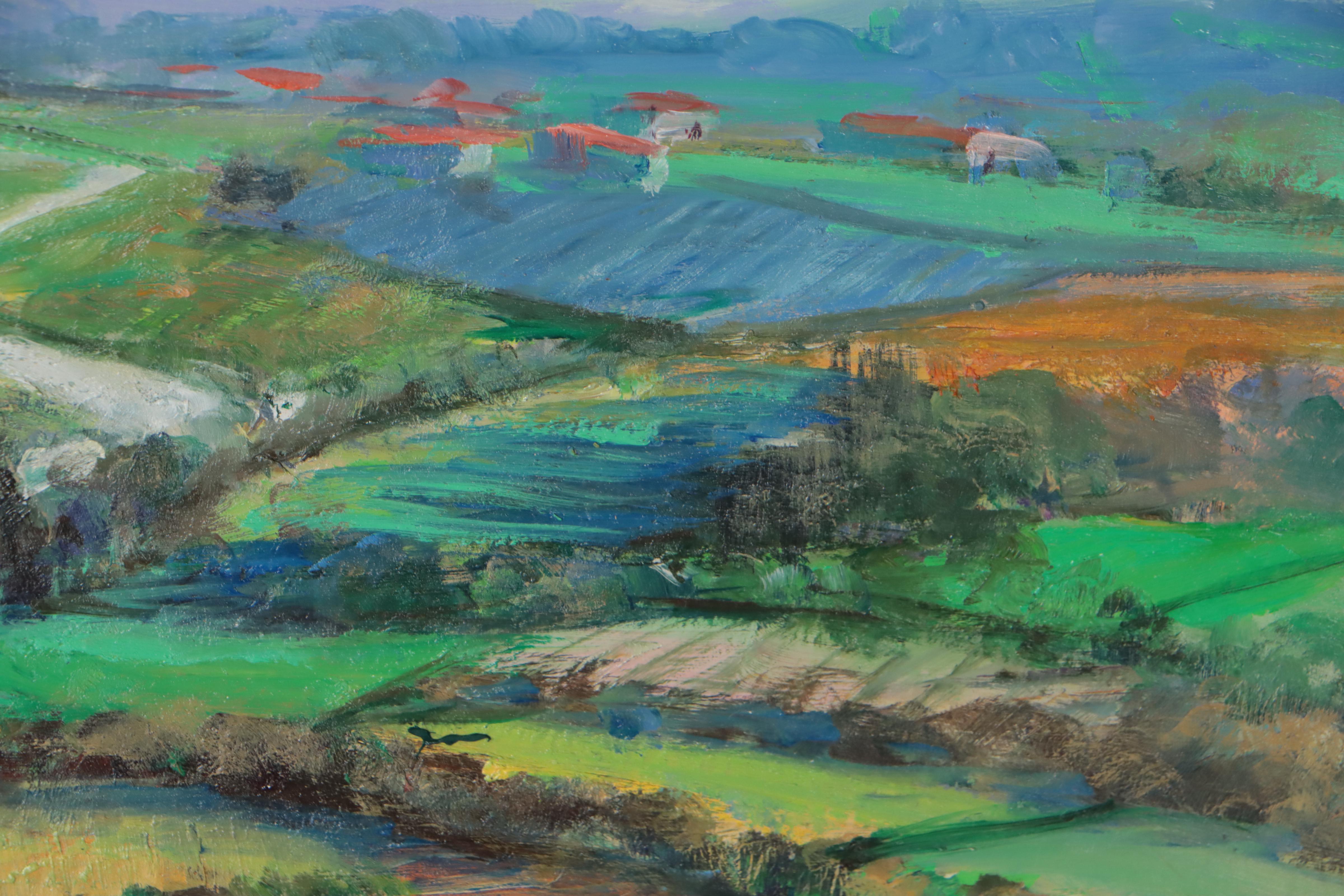 Nino Pippa Oil Painting "Tuscany - Landscape with Judas Trees," 2016