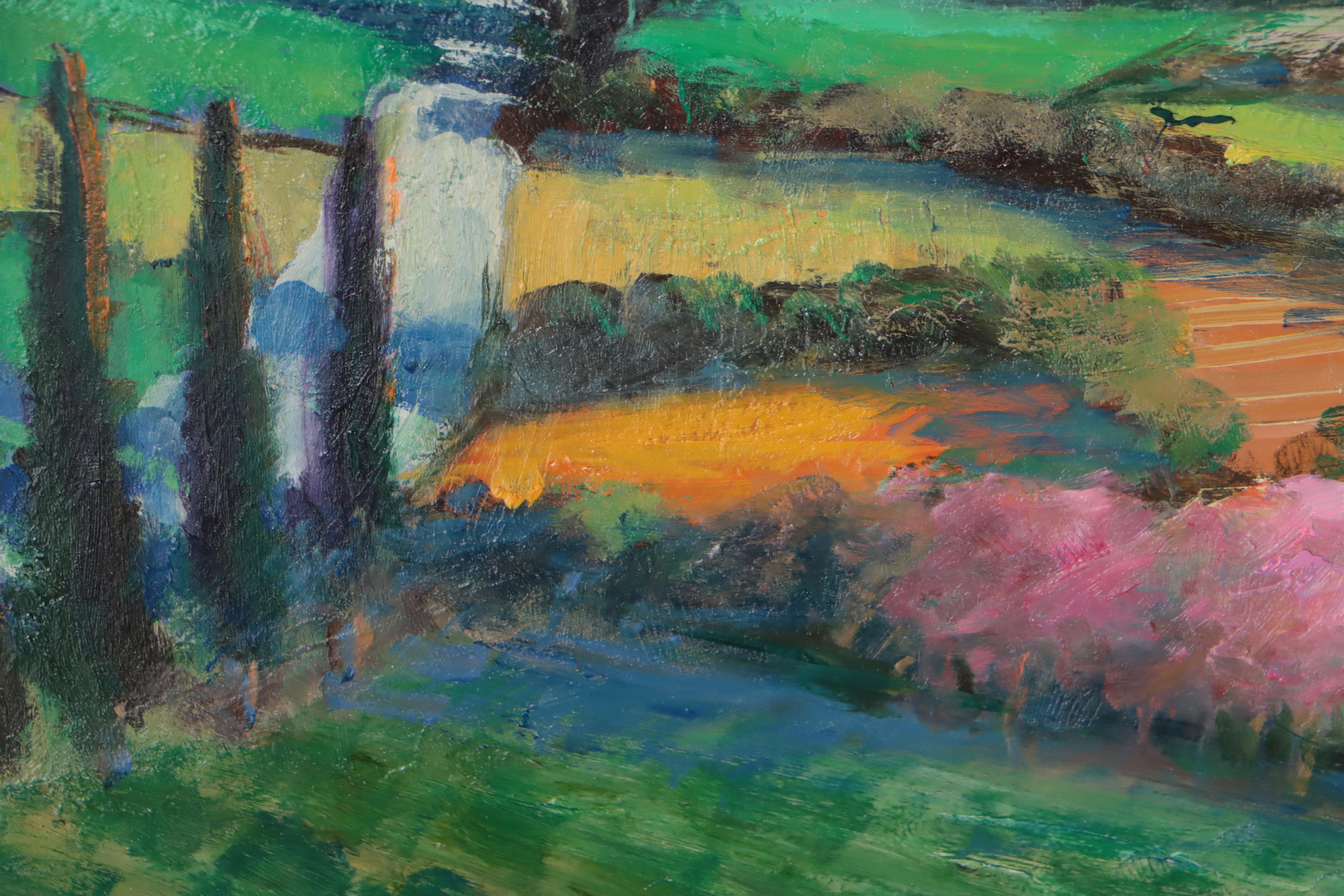 Nino Pippa Oil Painting "Tuscany - Landscape with Judas Trees," 2016