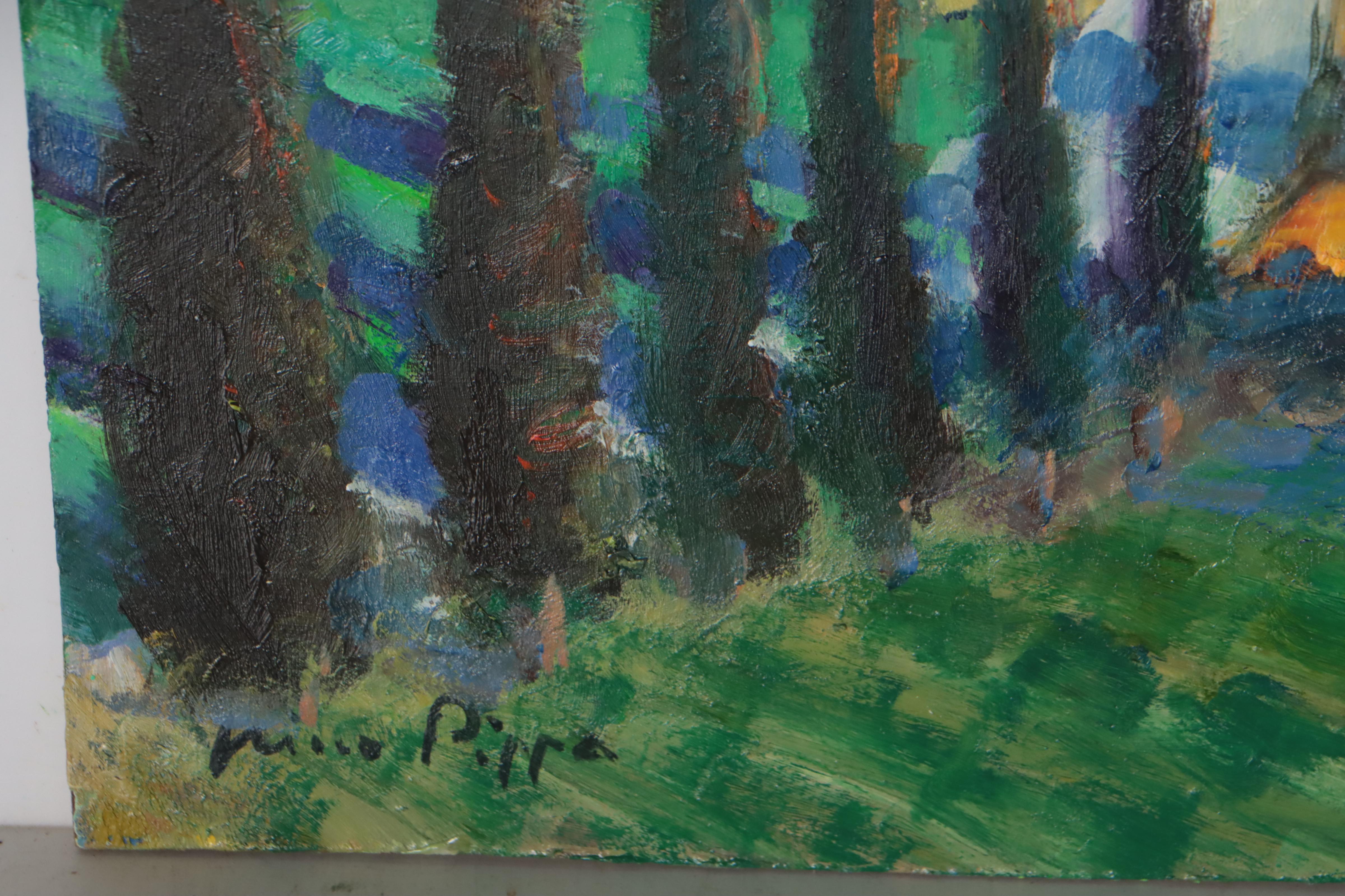 Nino Pippa Oil Painting "Tuscany - Landscape with Judas Trees," 2016