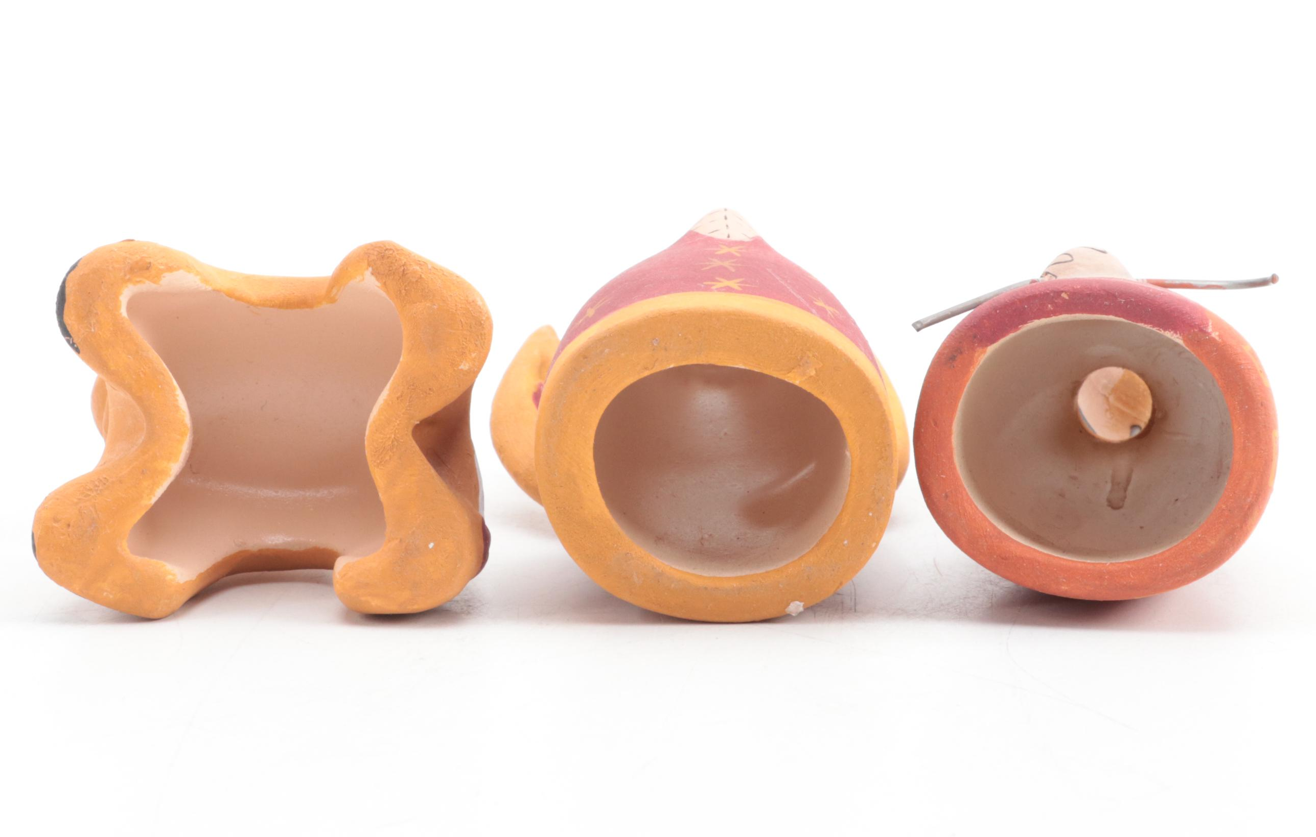 Mexican Ceramic Nativity Figurines with Resin Backdrop