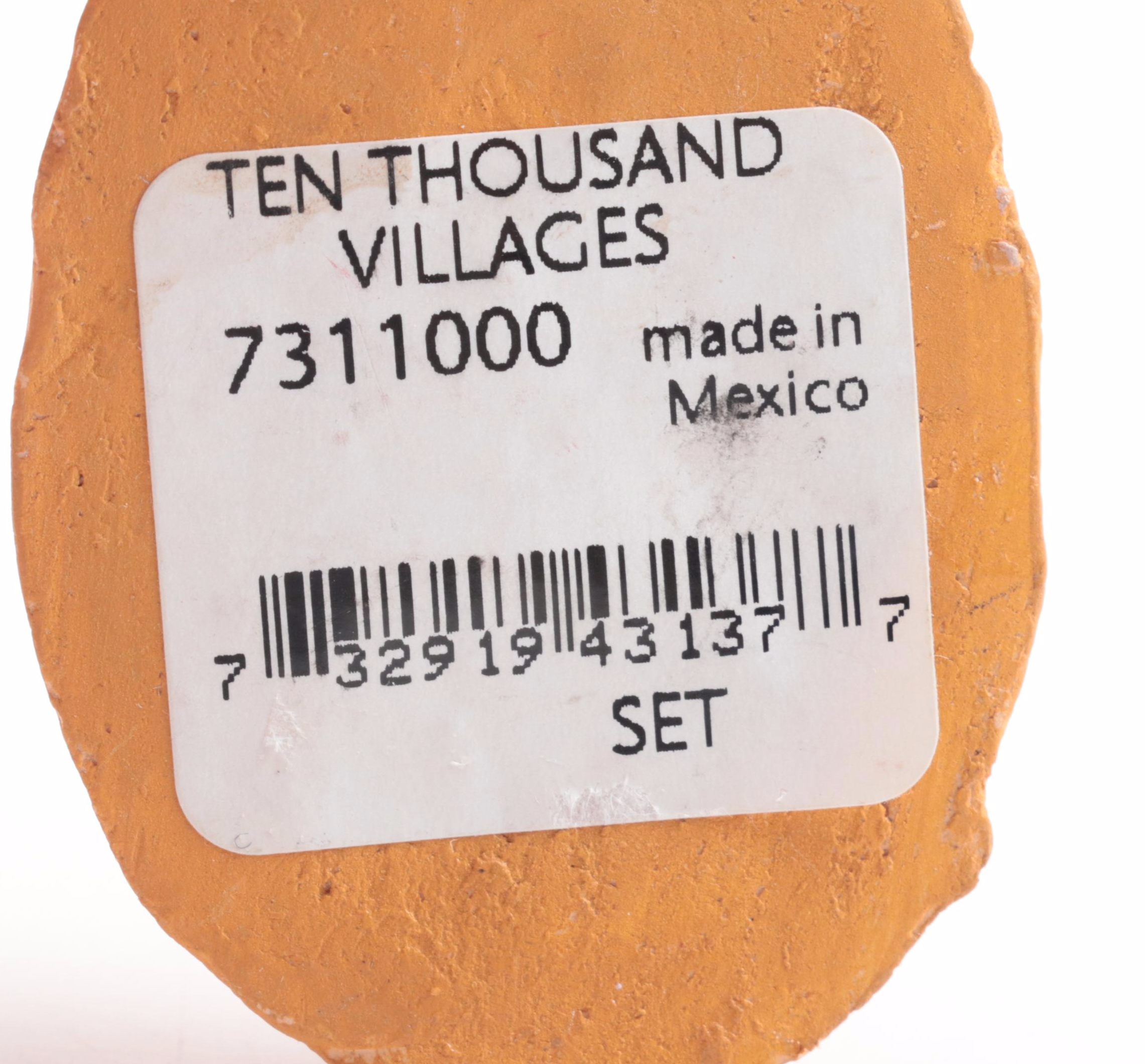 Mexican Ceramic Nativity Figurines with Resin Backdrop