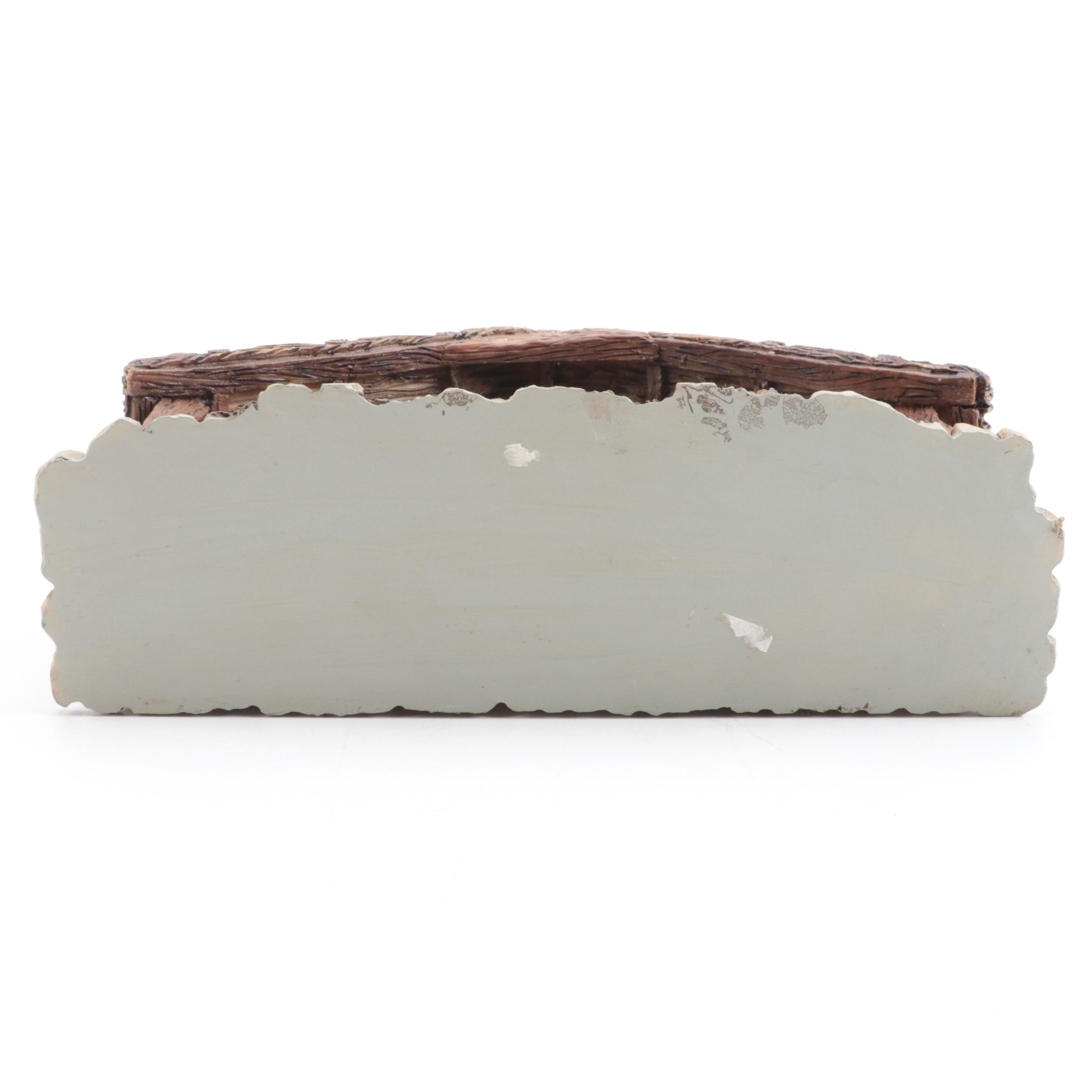 Mexican Ceramic Nativity Figurines with Resin Backdrop