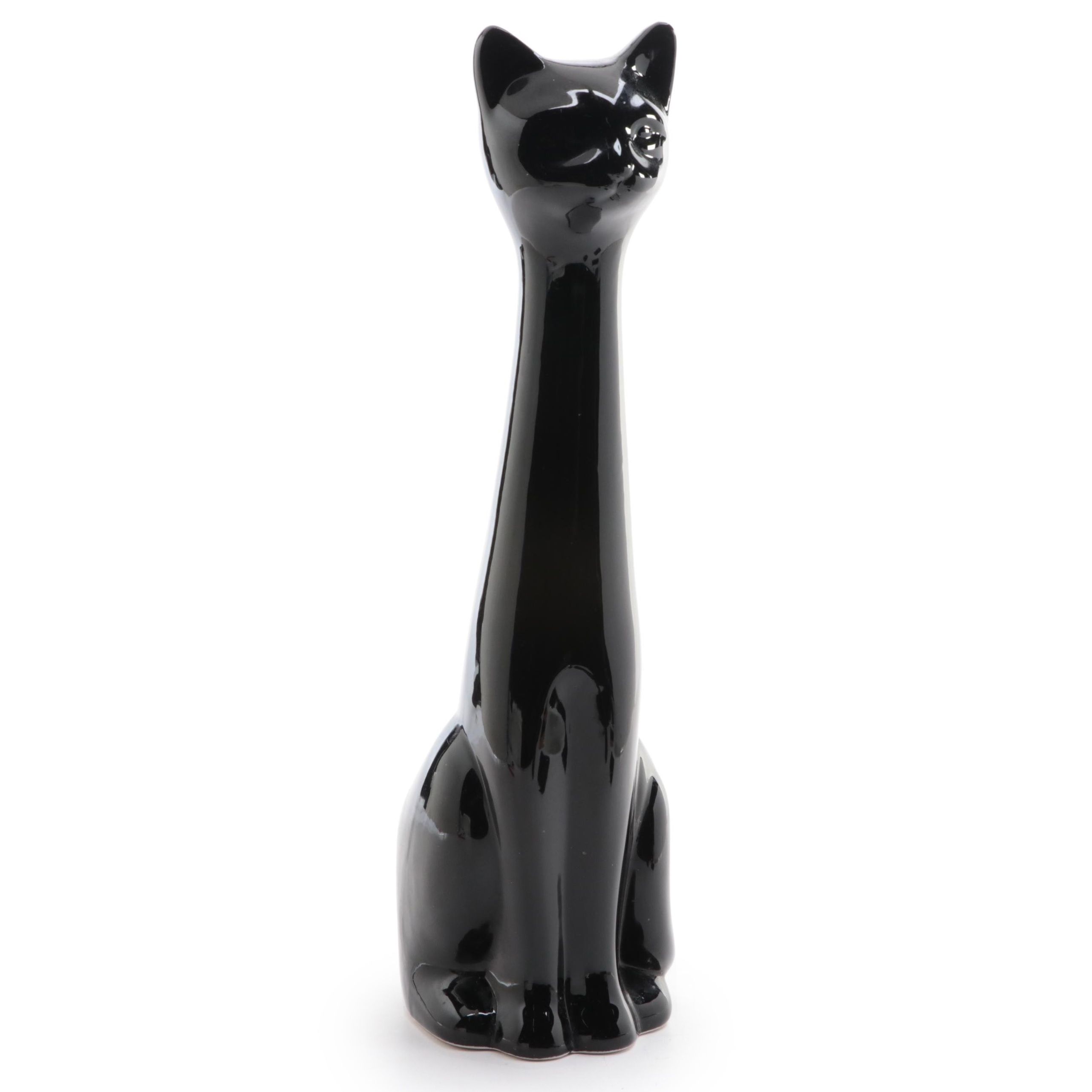 Allure Black Ceramic Cat Toilet Brush Holder