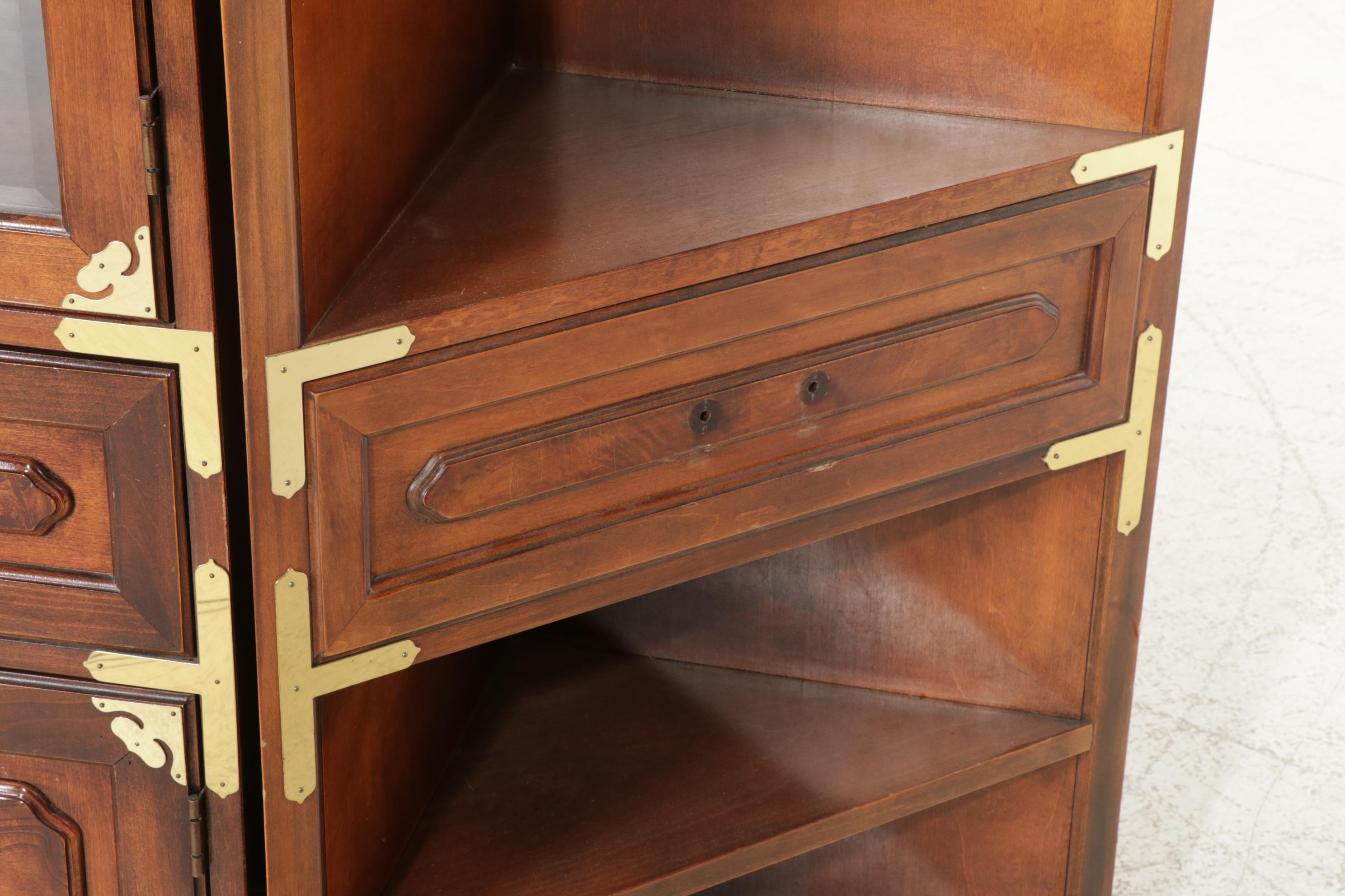Bernhardt Brass-Mounted China Cabinet with Pair of Corner Display Units, 1980s