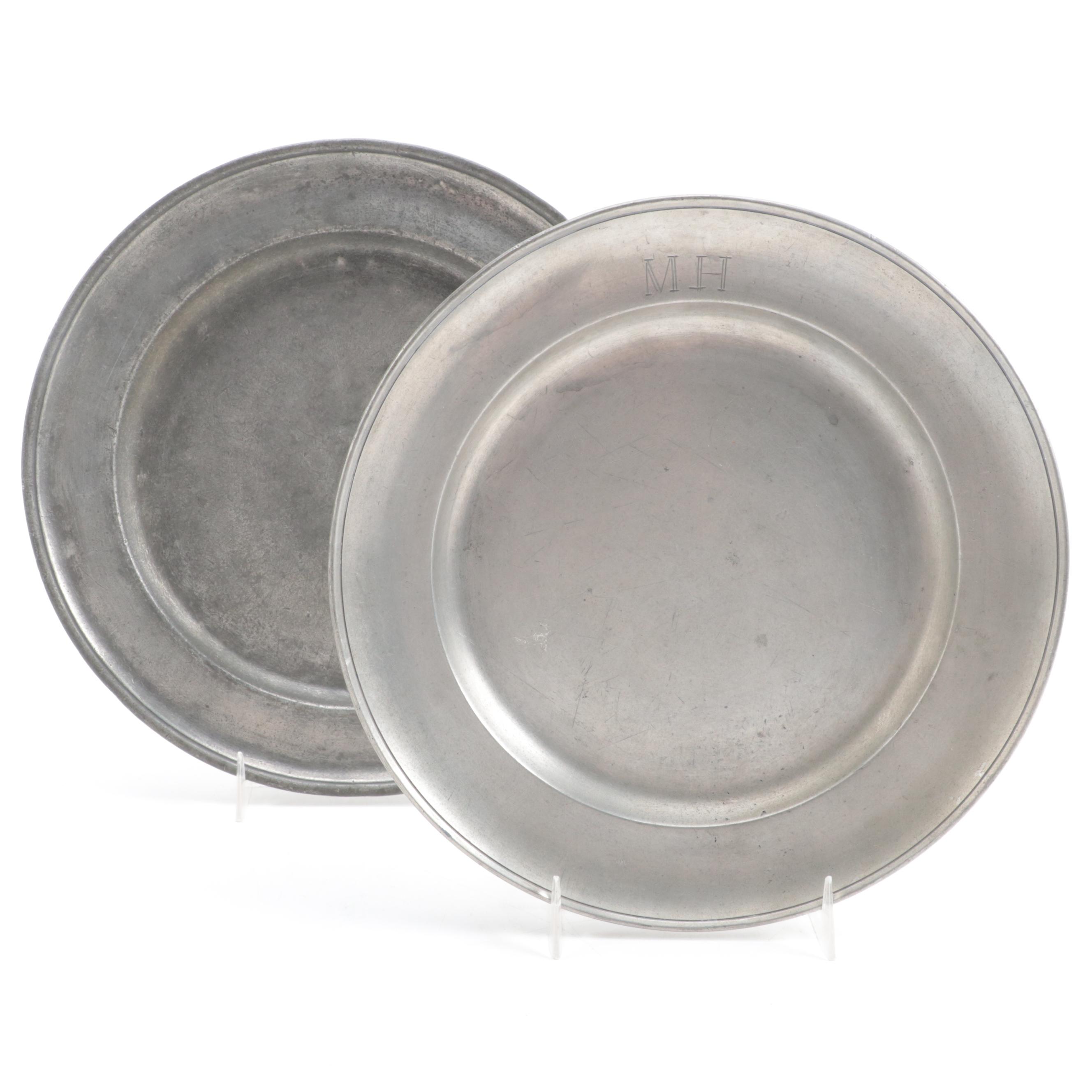 Single Cast Reed Rim Pewter Plates