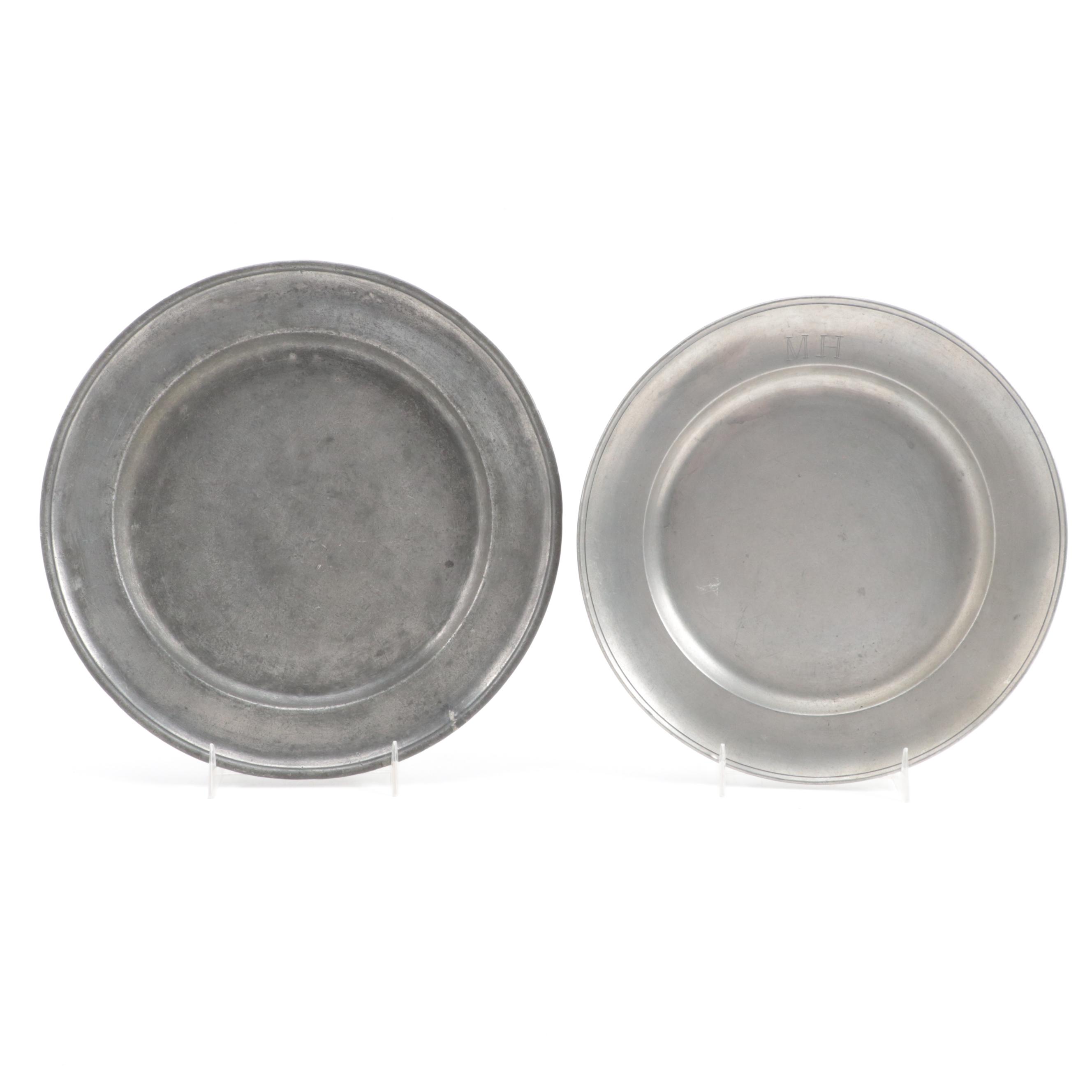 Single Cast Reed Rim Pewter Plates