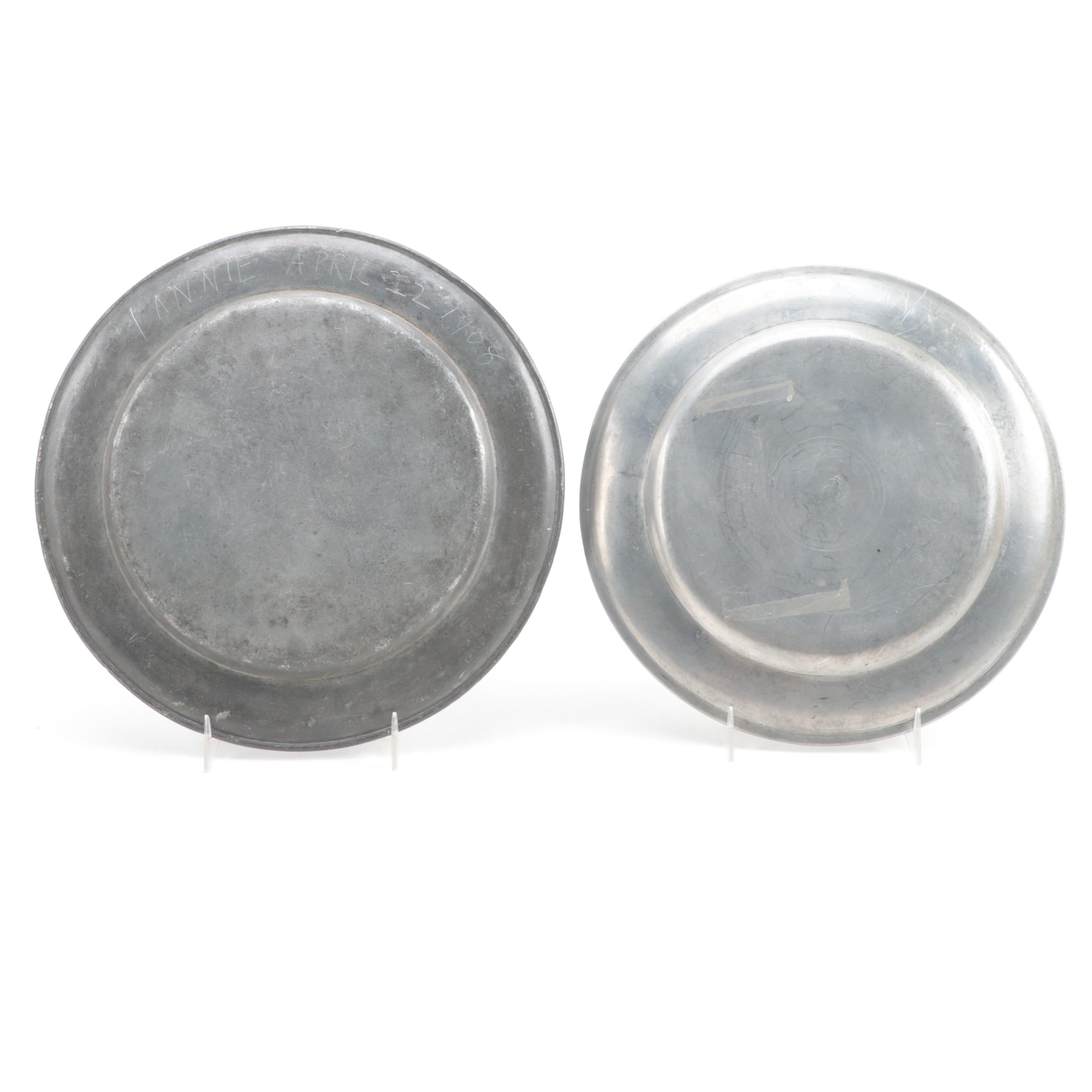 Single Cast Reed Rim Pewter Plates
