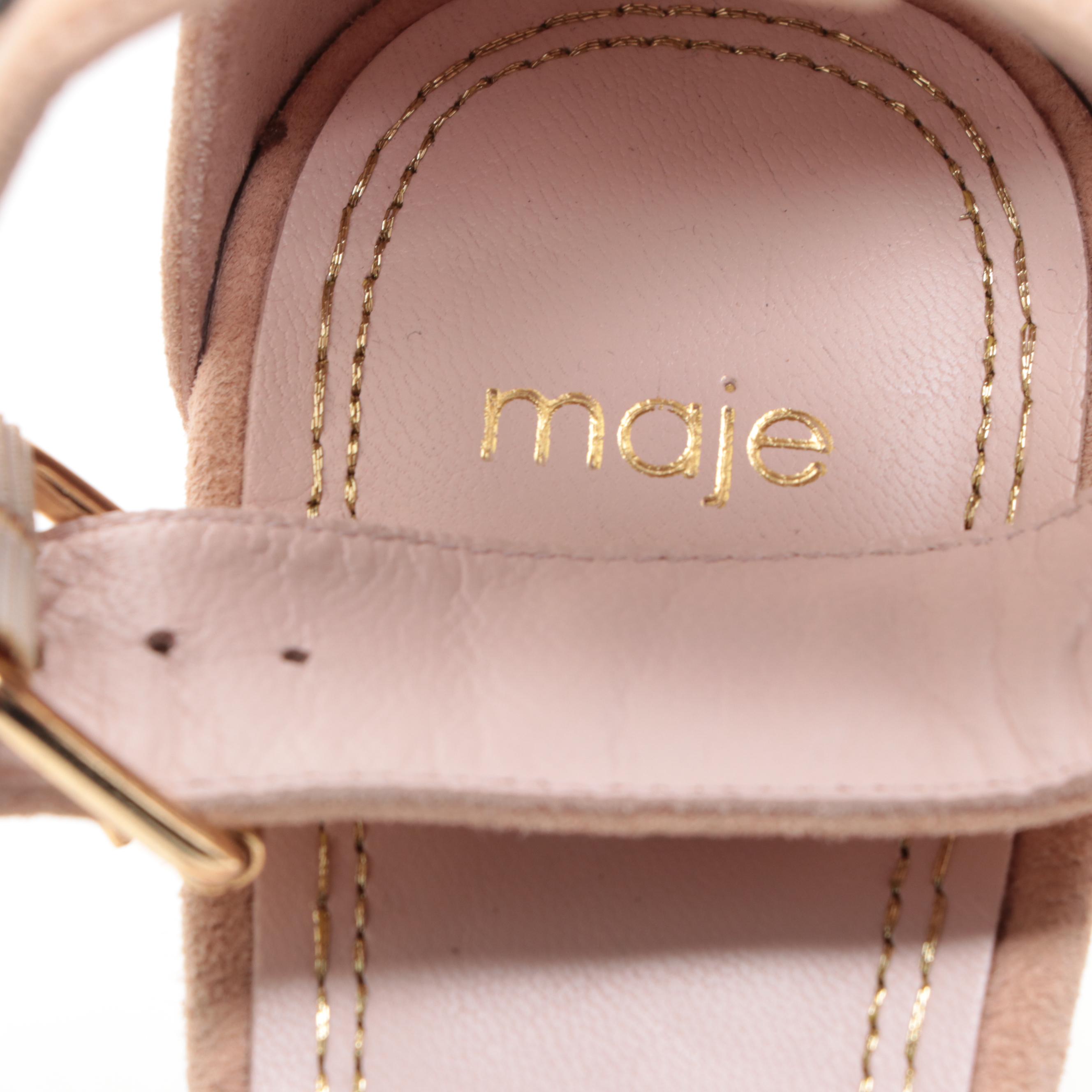 Maje Alba Studded Ankle Strap Sandals in Suede with Box