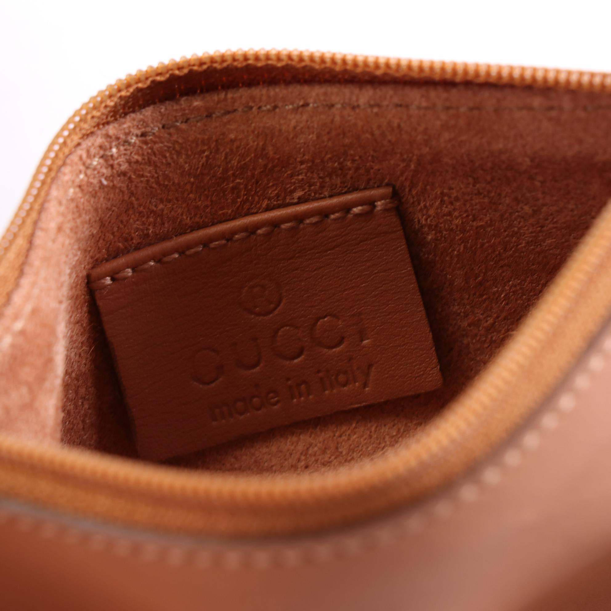 Gucci Small Ring Shopper Tote in Brown Calfskin Leather w/Zip Pouch