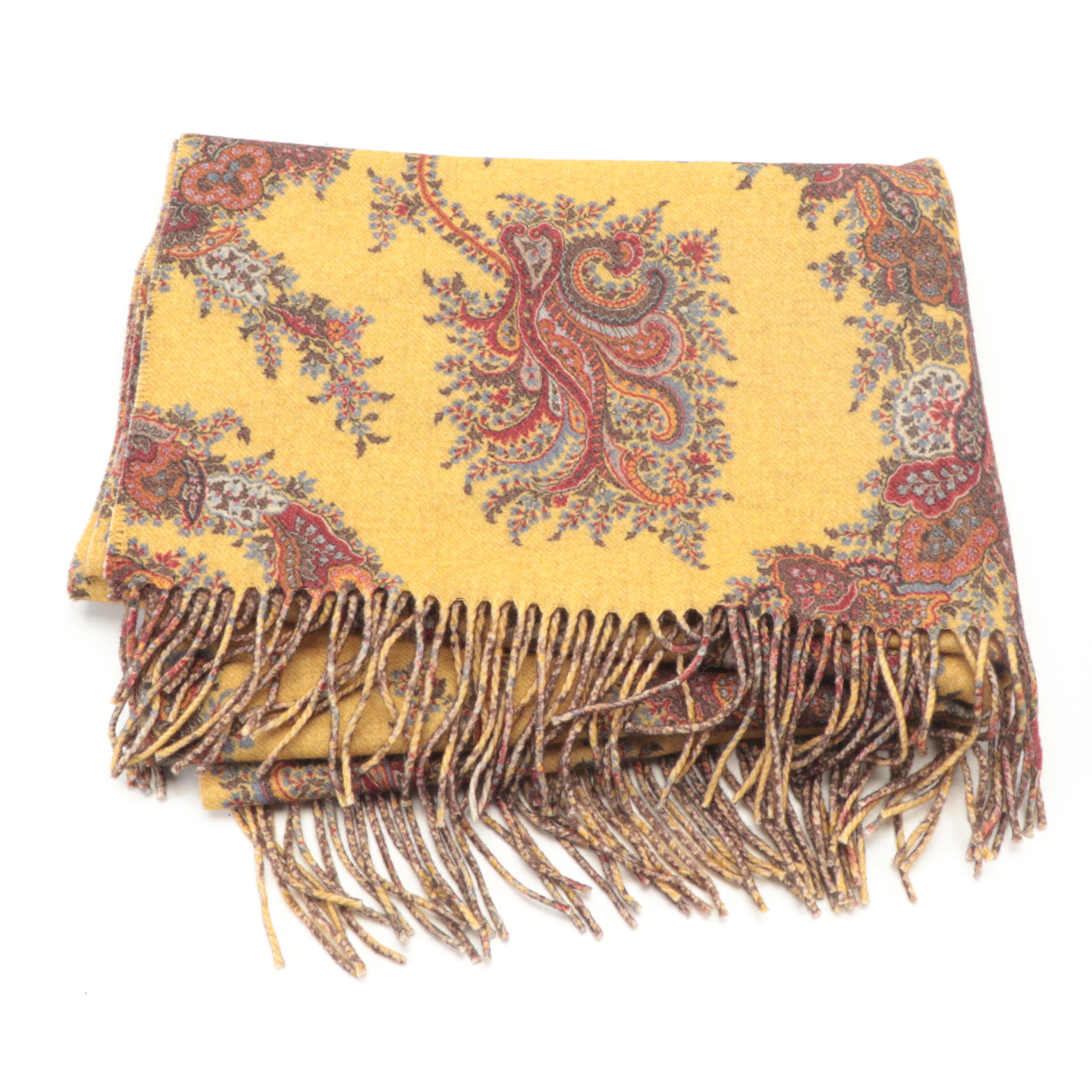 Wool-Cashmere Paisley Scarf with Other Printed Scarves