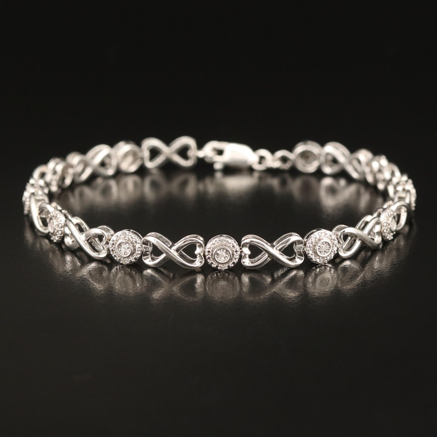 Sterling Diamond Infinity Link Bracelet