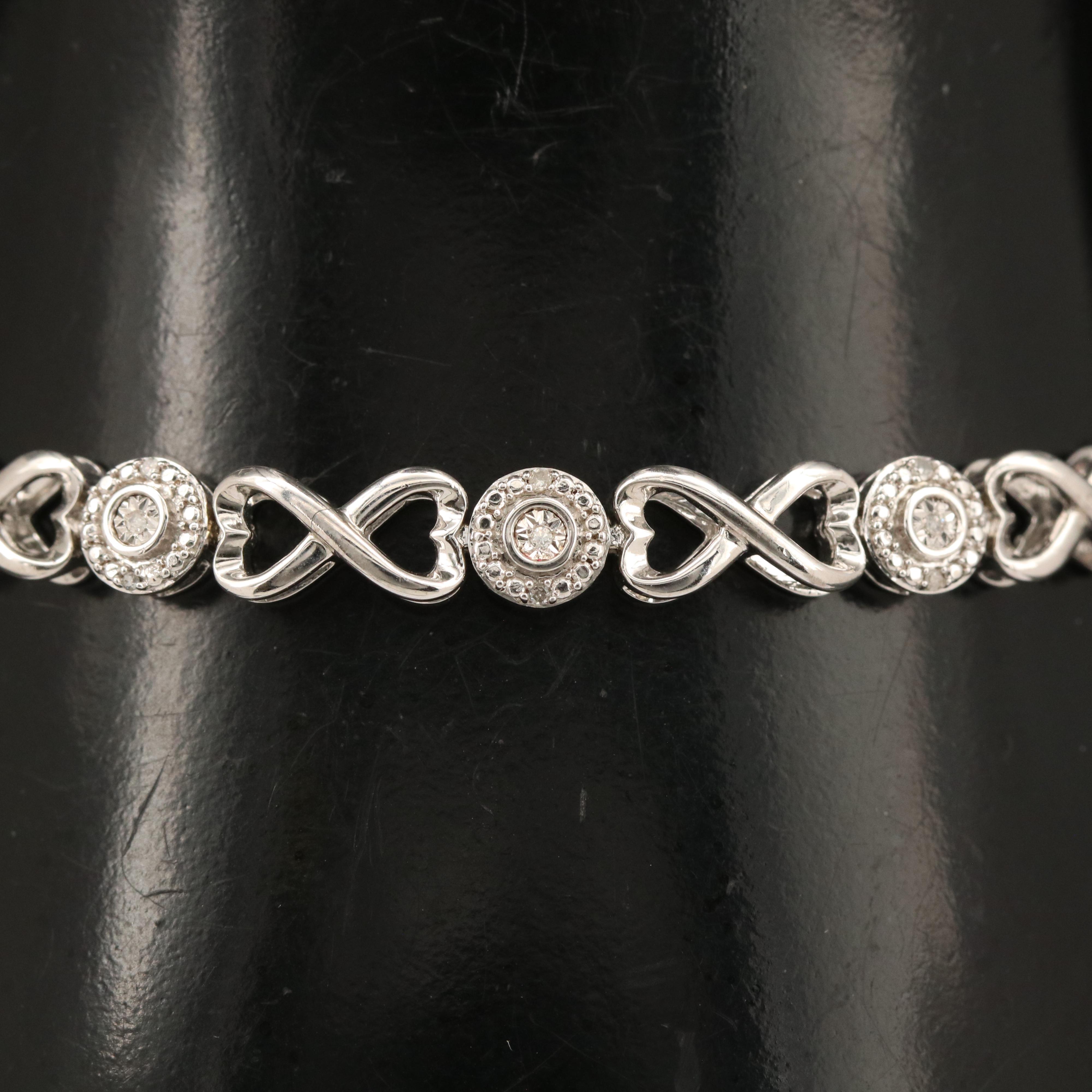 Sterling Diamond Infinity Link Bracelet