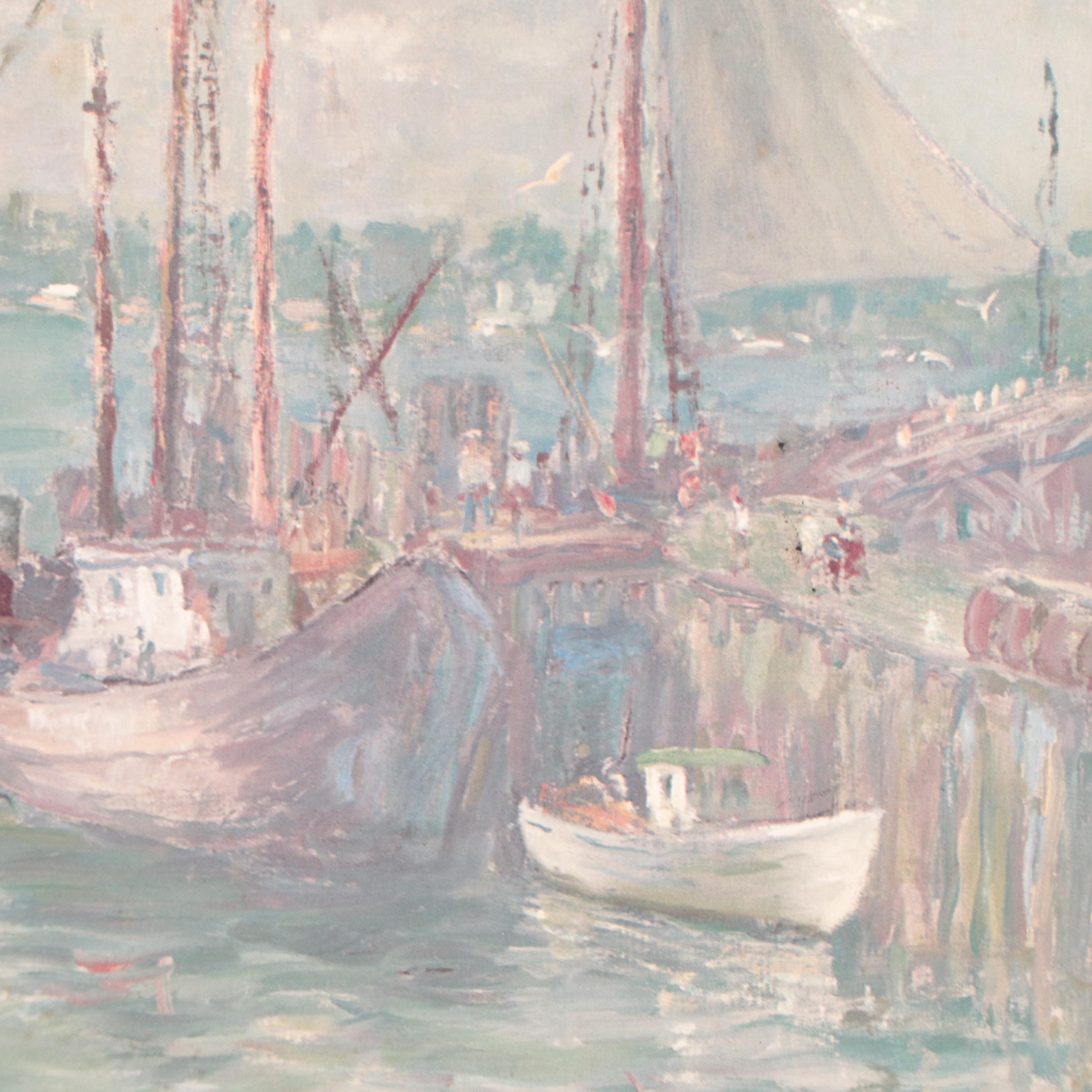 Offset Lithograph After Adam Emory Albright "Fishing Boats," 1961