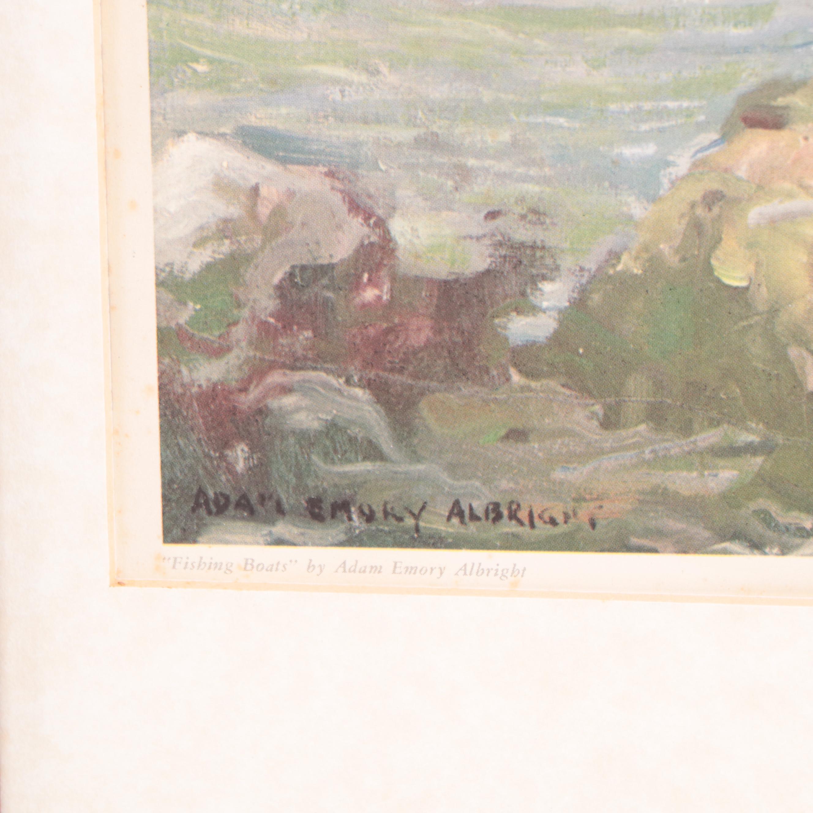 Offset Lithograph After Adam Emory Albright "Fishing Boats," 1961