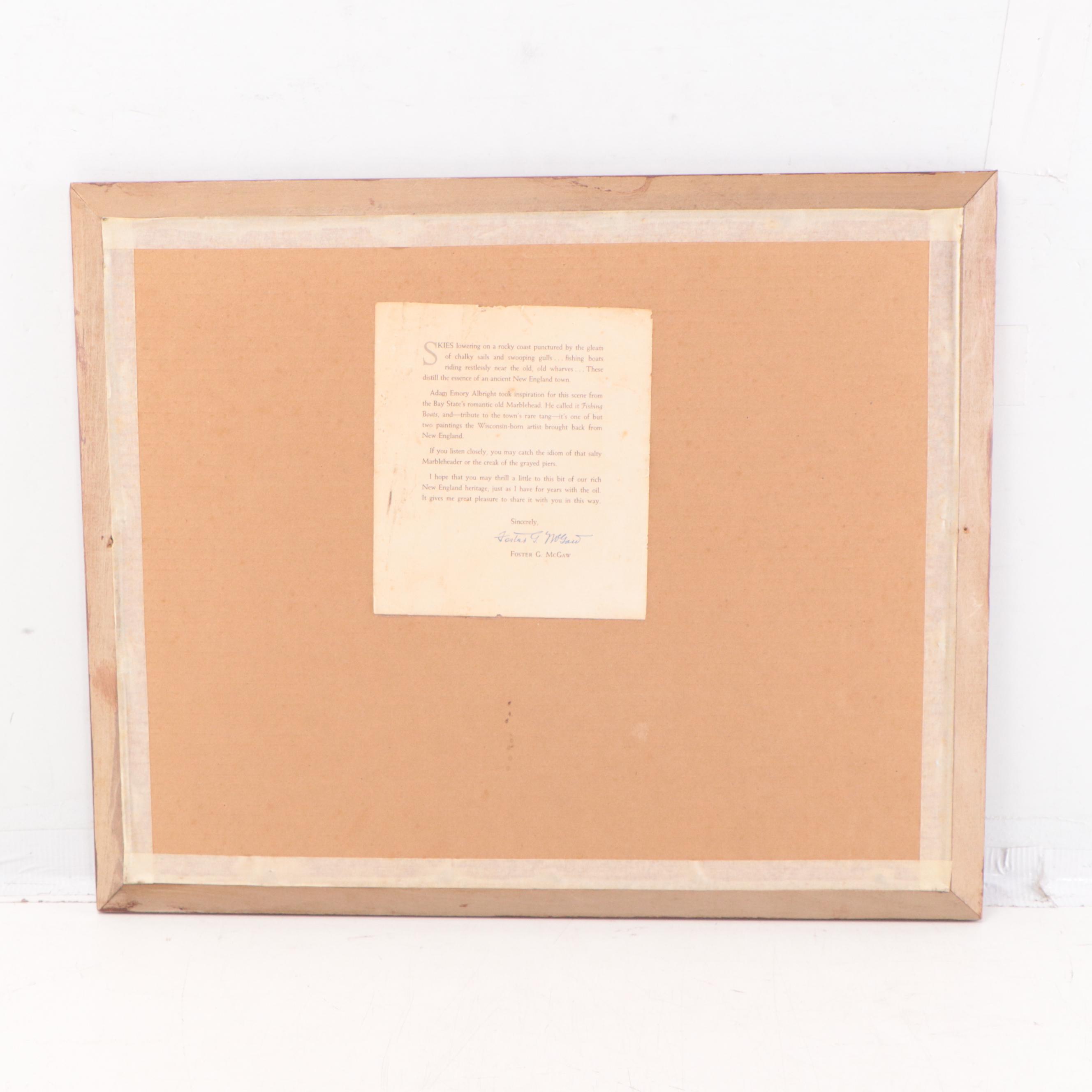 Offset Lithograph After Adam Emory Albright "Fishing Boats," 1961