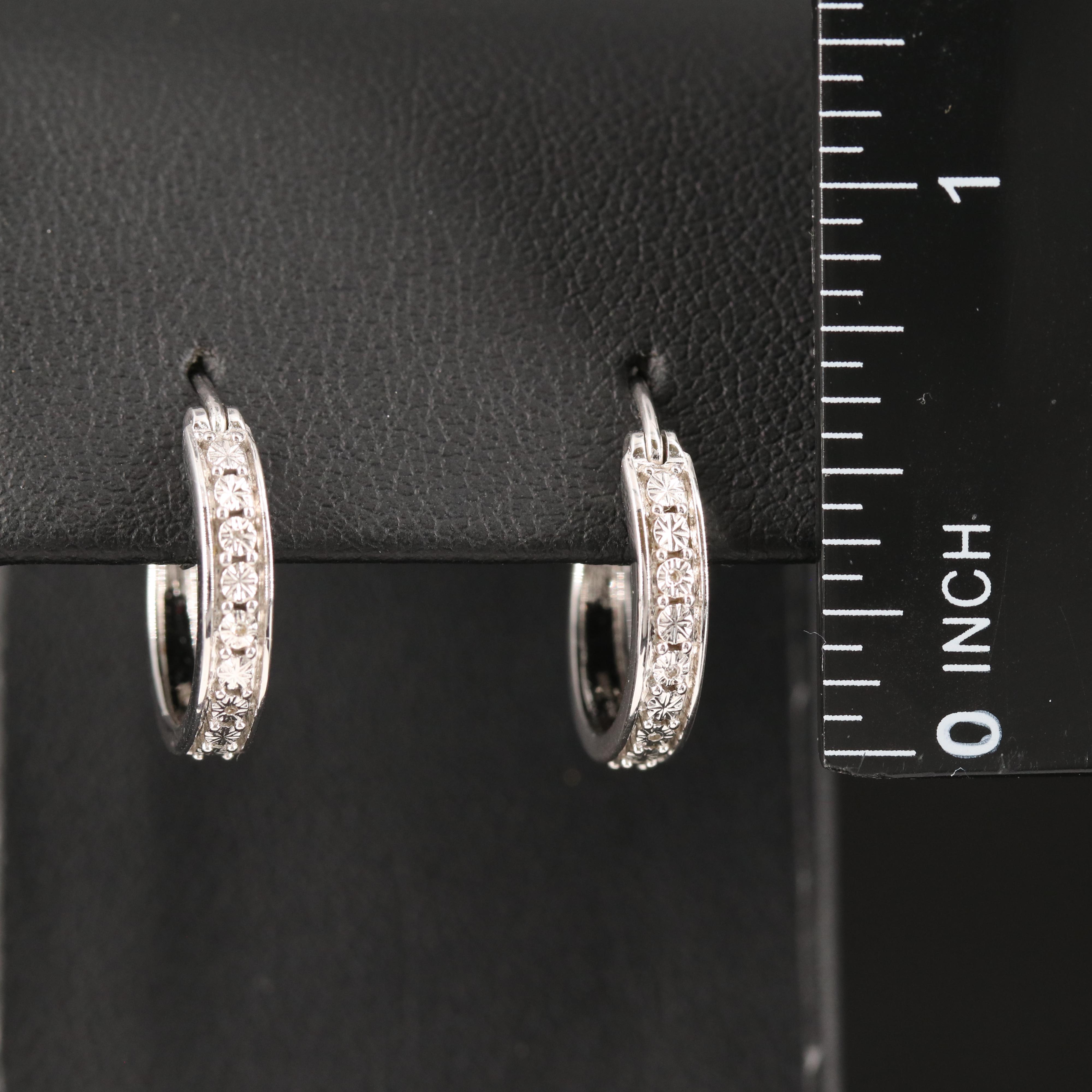 Diamond Hoop Earrings in Sterling