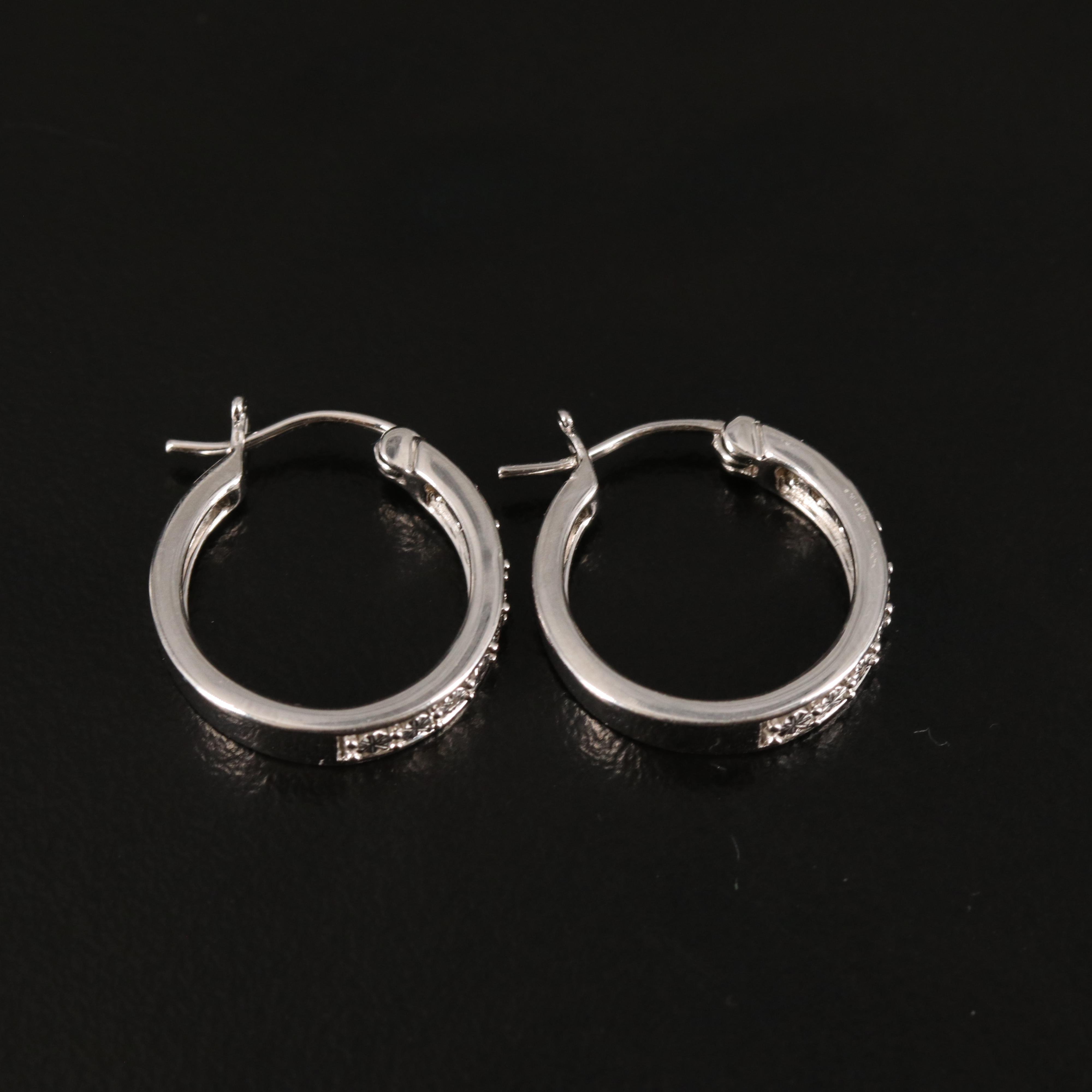Diamond Hoop Earrings in Sterling