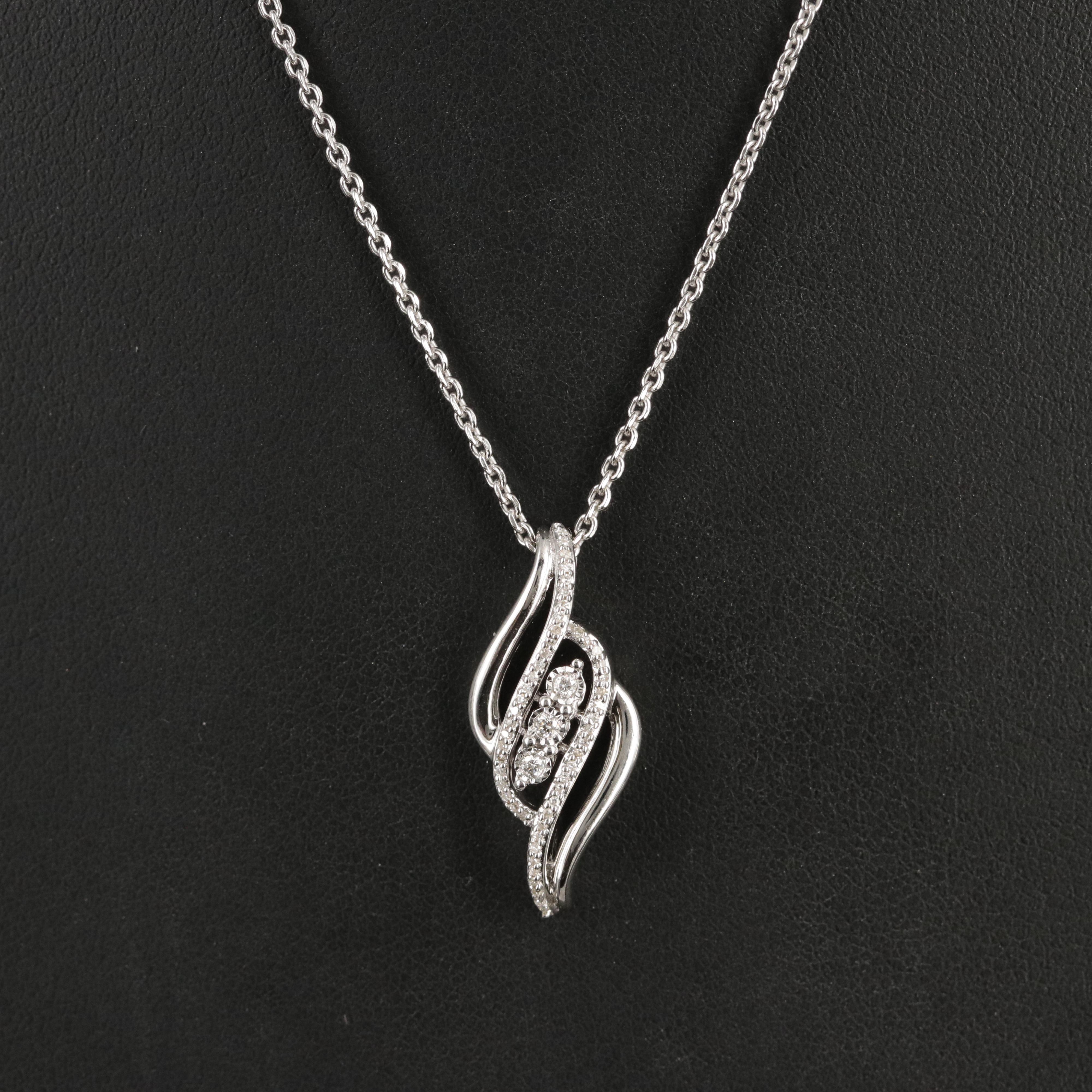 Sterling Diamond Pendant Necklace