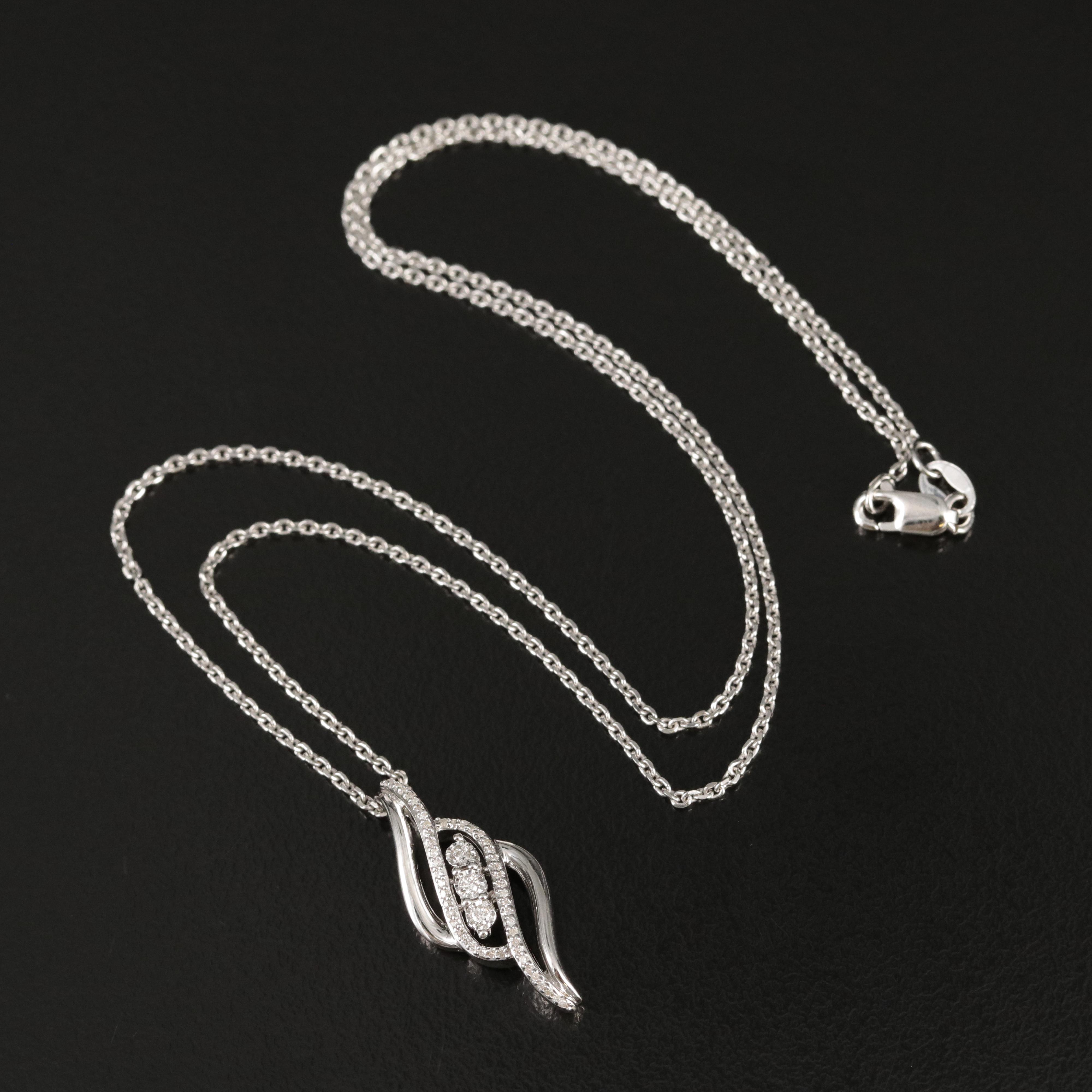 Sterling Diamond Pendant Necklace