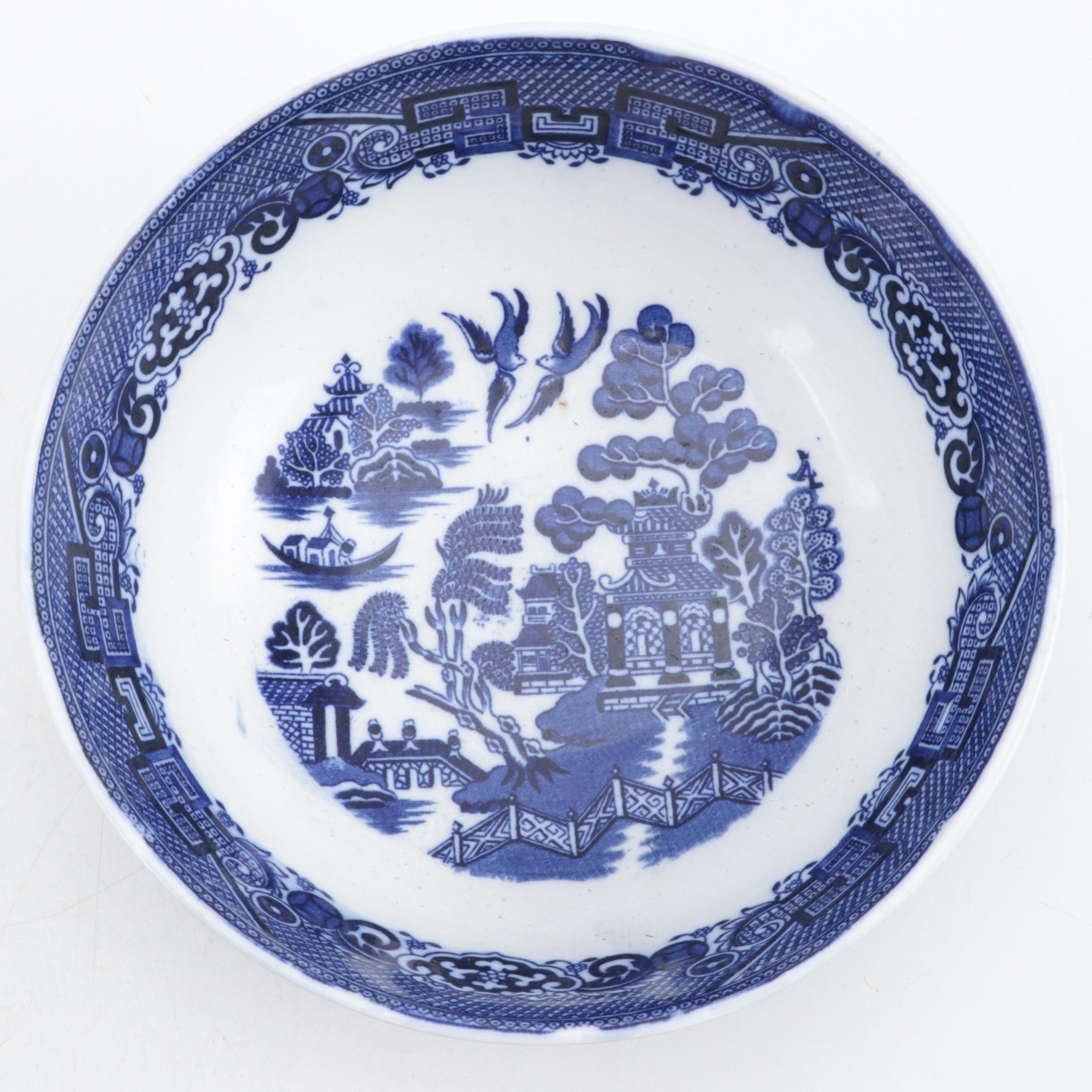 Allertons with Other "Blue Willow" Earthenware Serving Bowl and Mugs