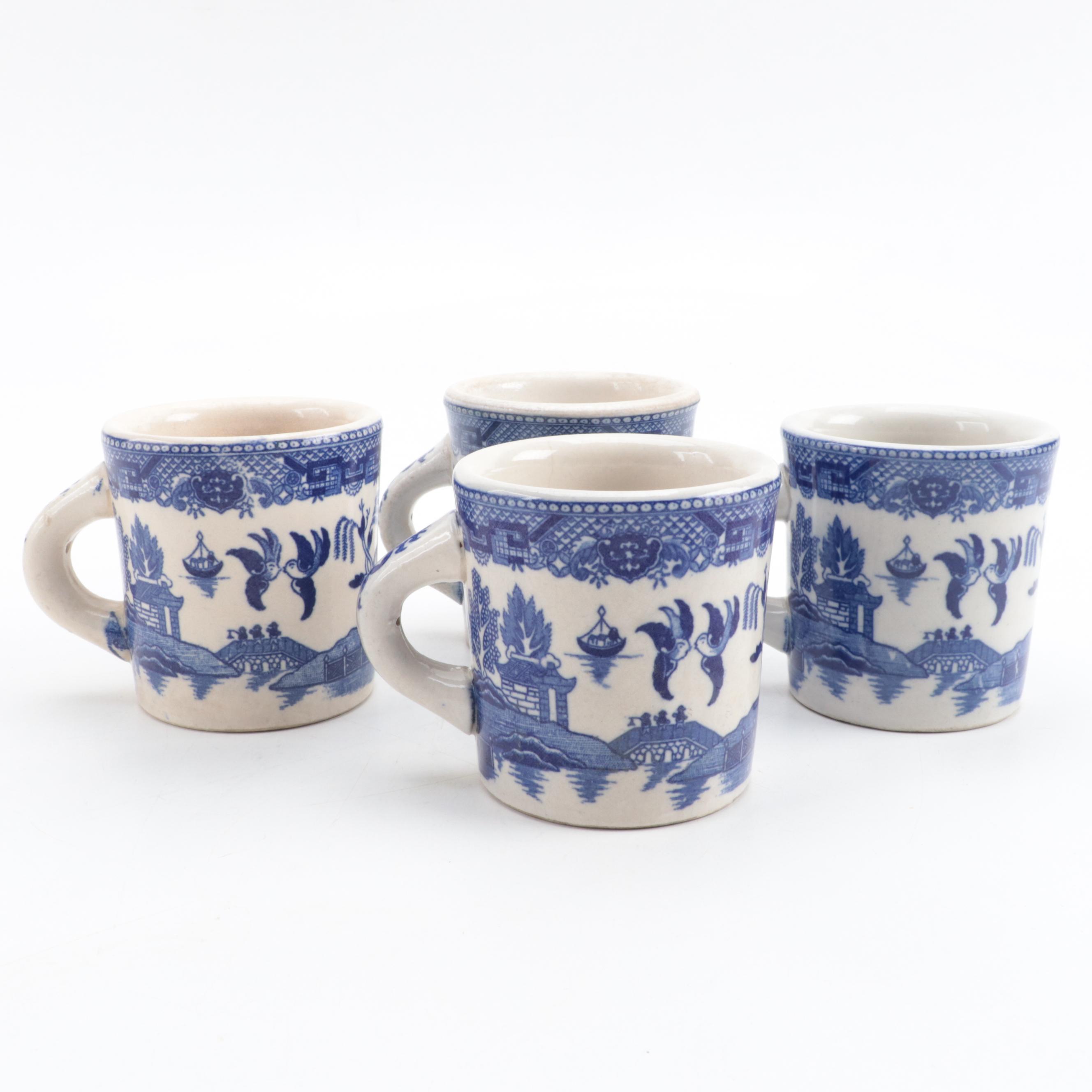 Allertons with Other "Blue Willow" Earthenware Serving Bowl and Mugs