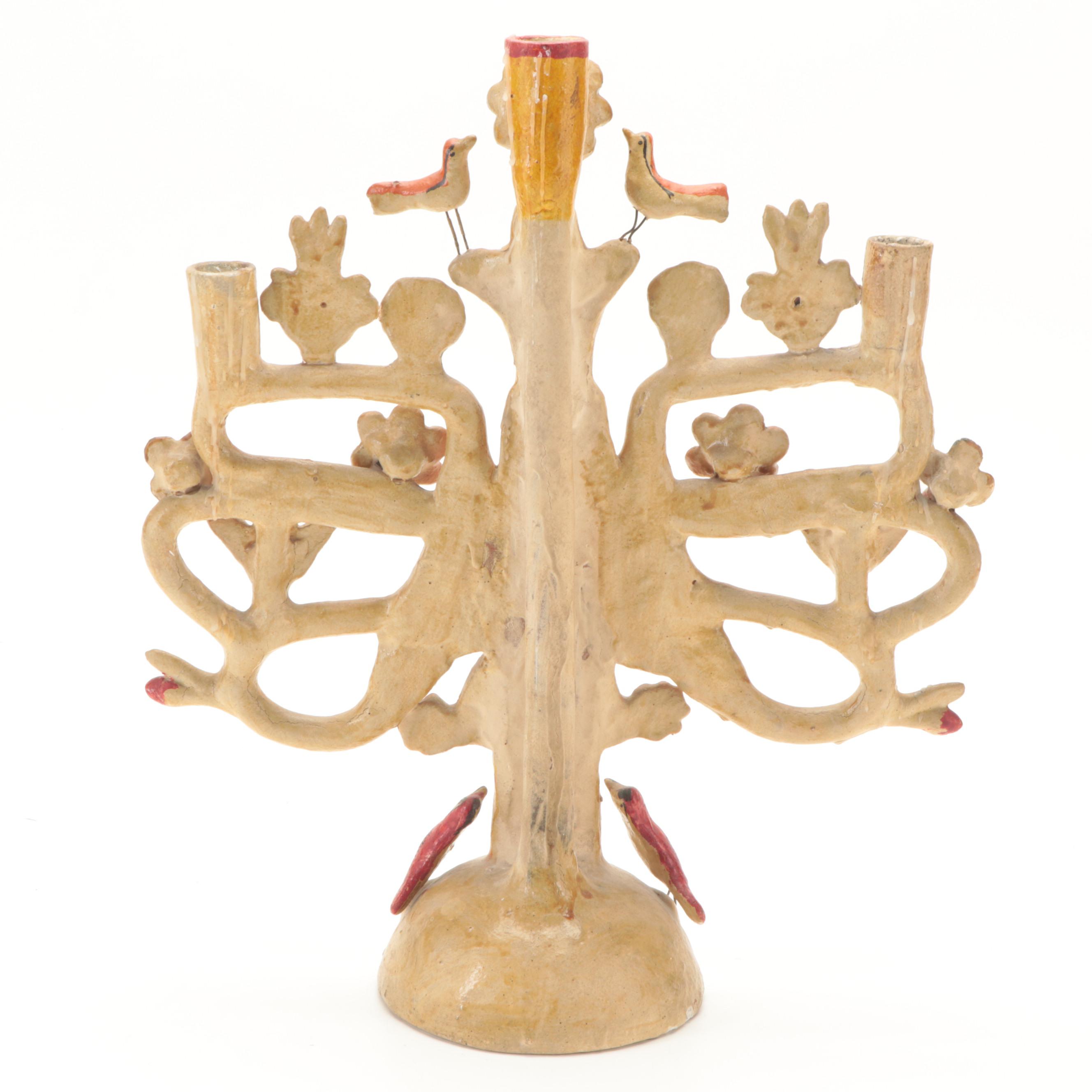 Mexican Folk Art Tree of Life Candelabra