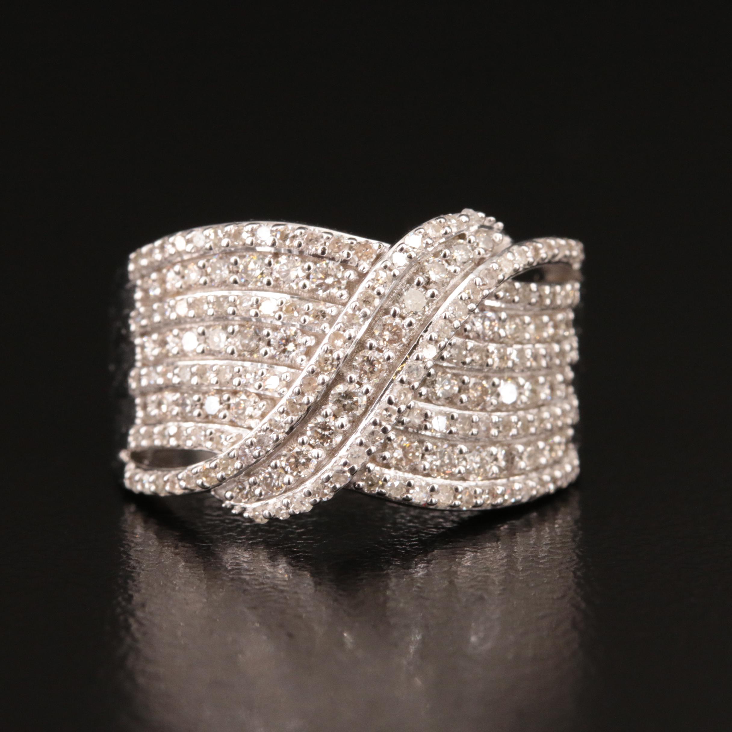 Sterling Diamond Crossover Ring