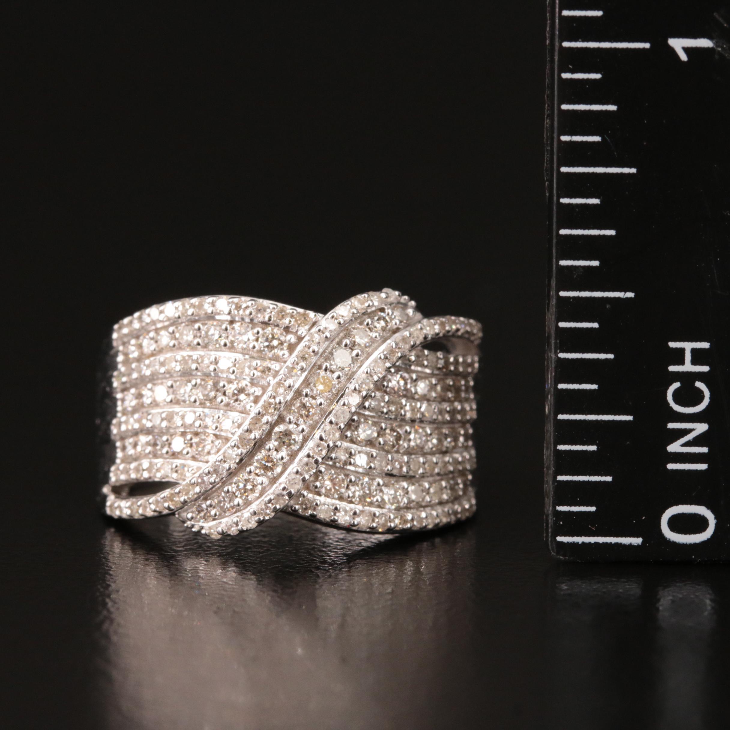 Sterling Diamond Crossover Ring