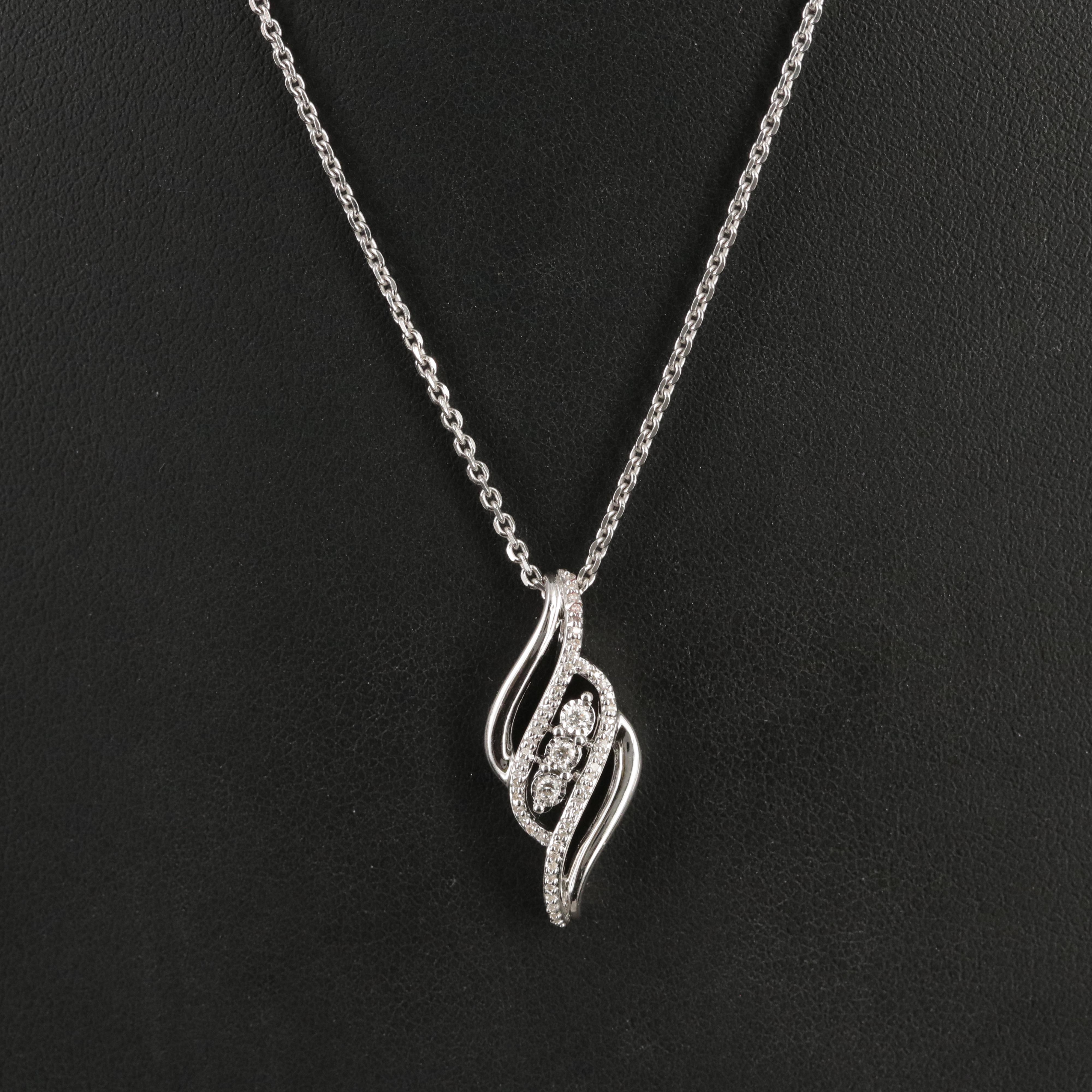 Sterling Diamond Pendant Necklace