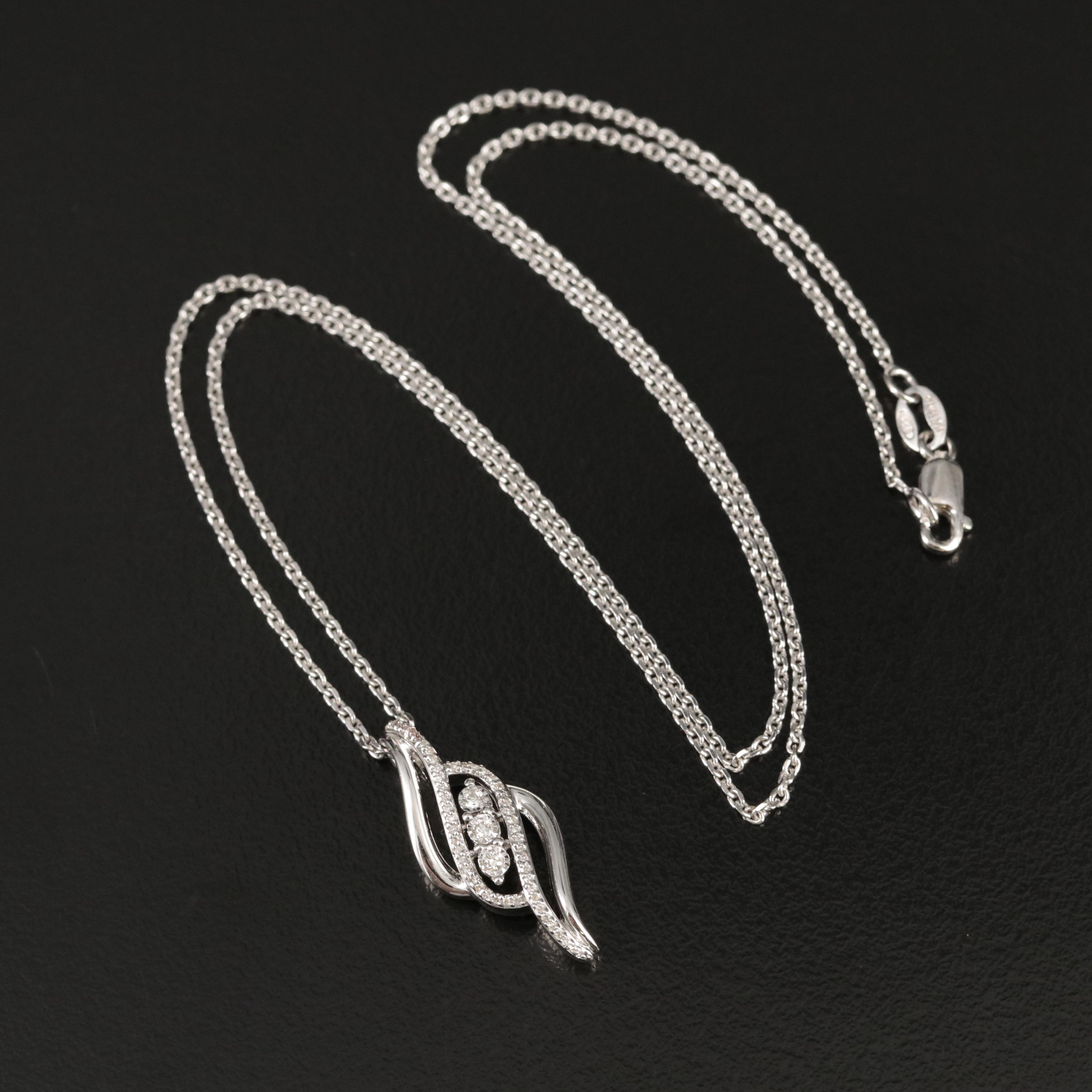 Sterling Diamond Pendant Necklace