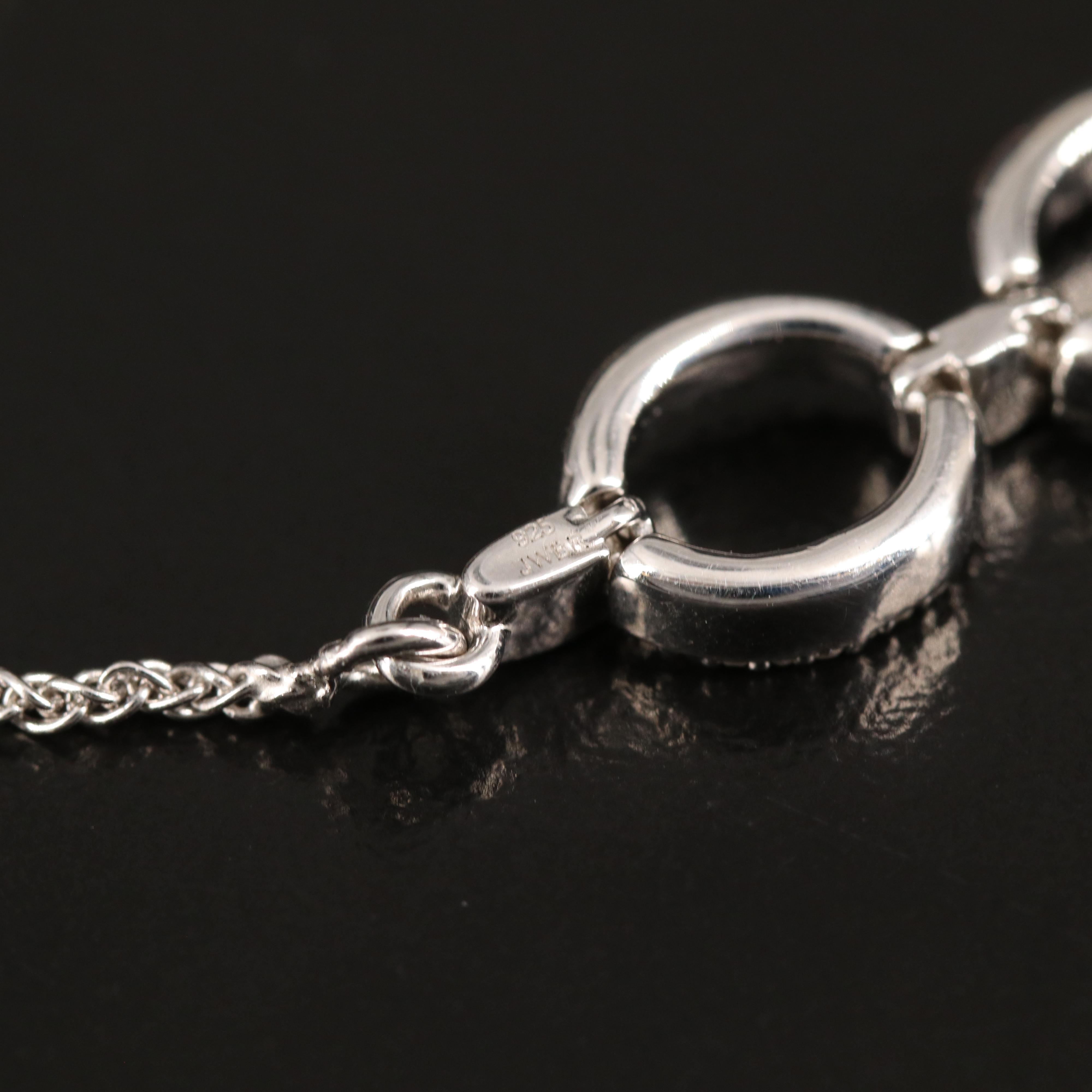 Diamond Oval Link Bolo Bracelet in Sterling