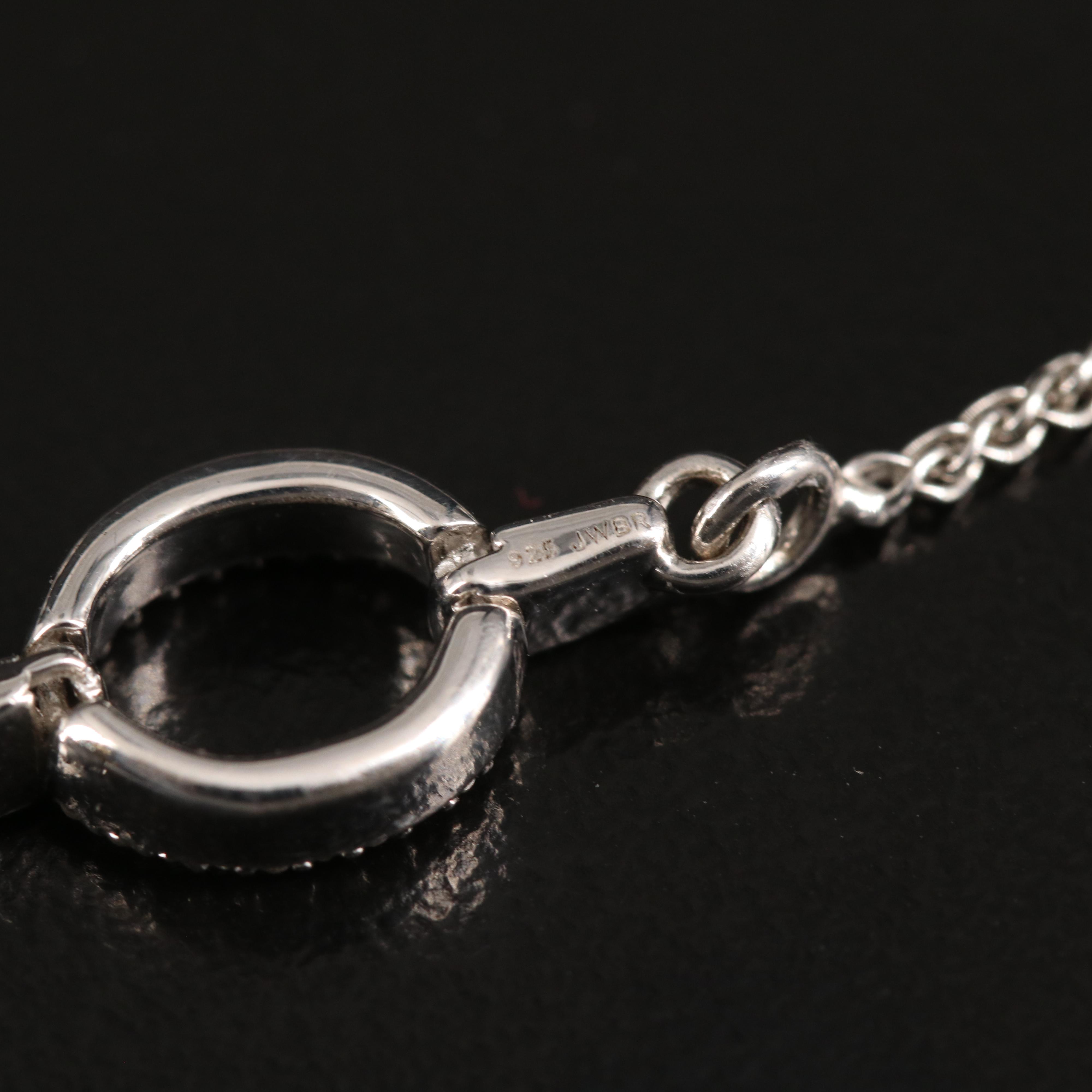 Diamond Oval Link Bolo Bracelet in Sterling