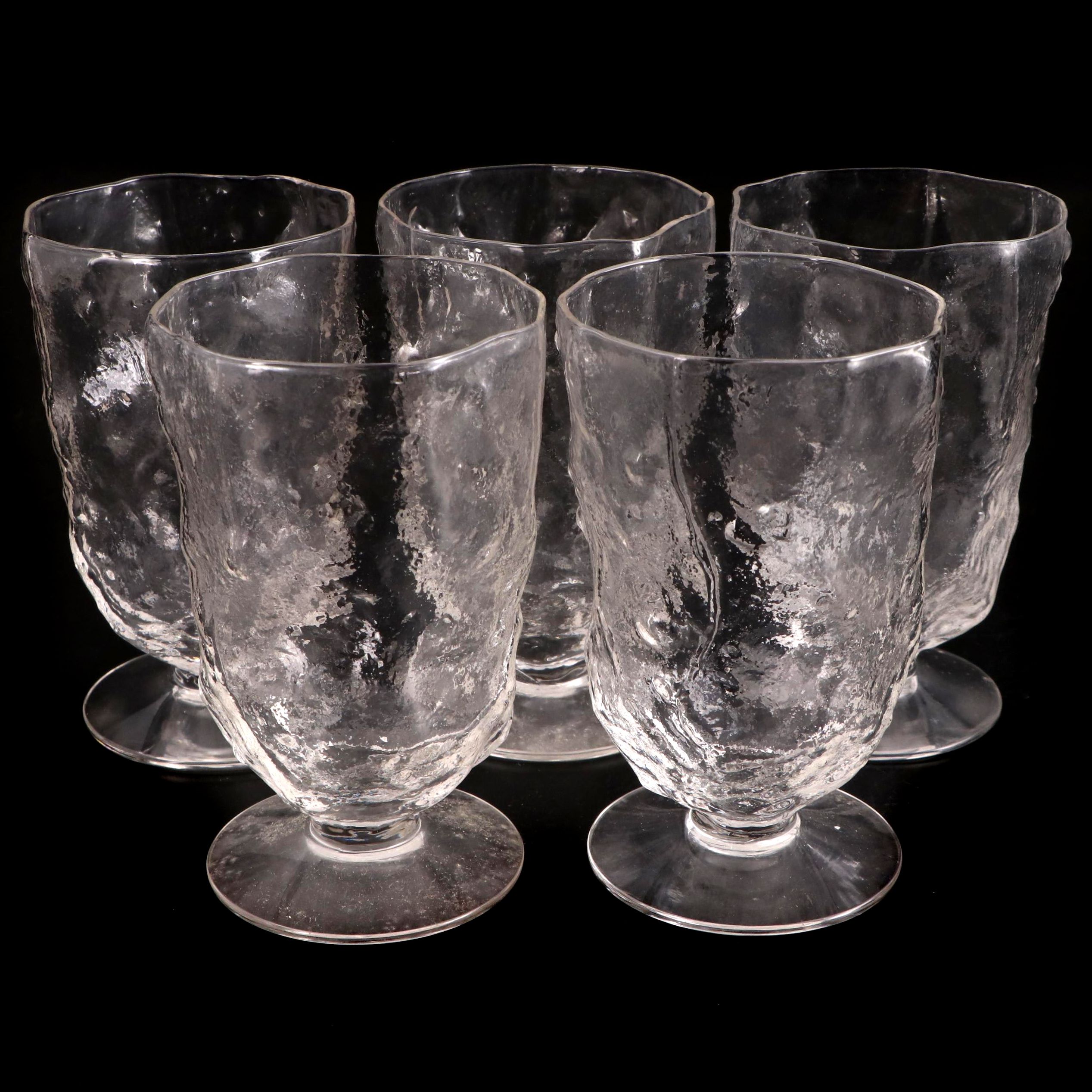 Morgantown "Crinkle Glass Clear" Water Goblets, 20th Century