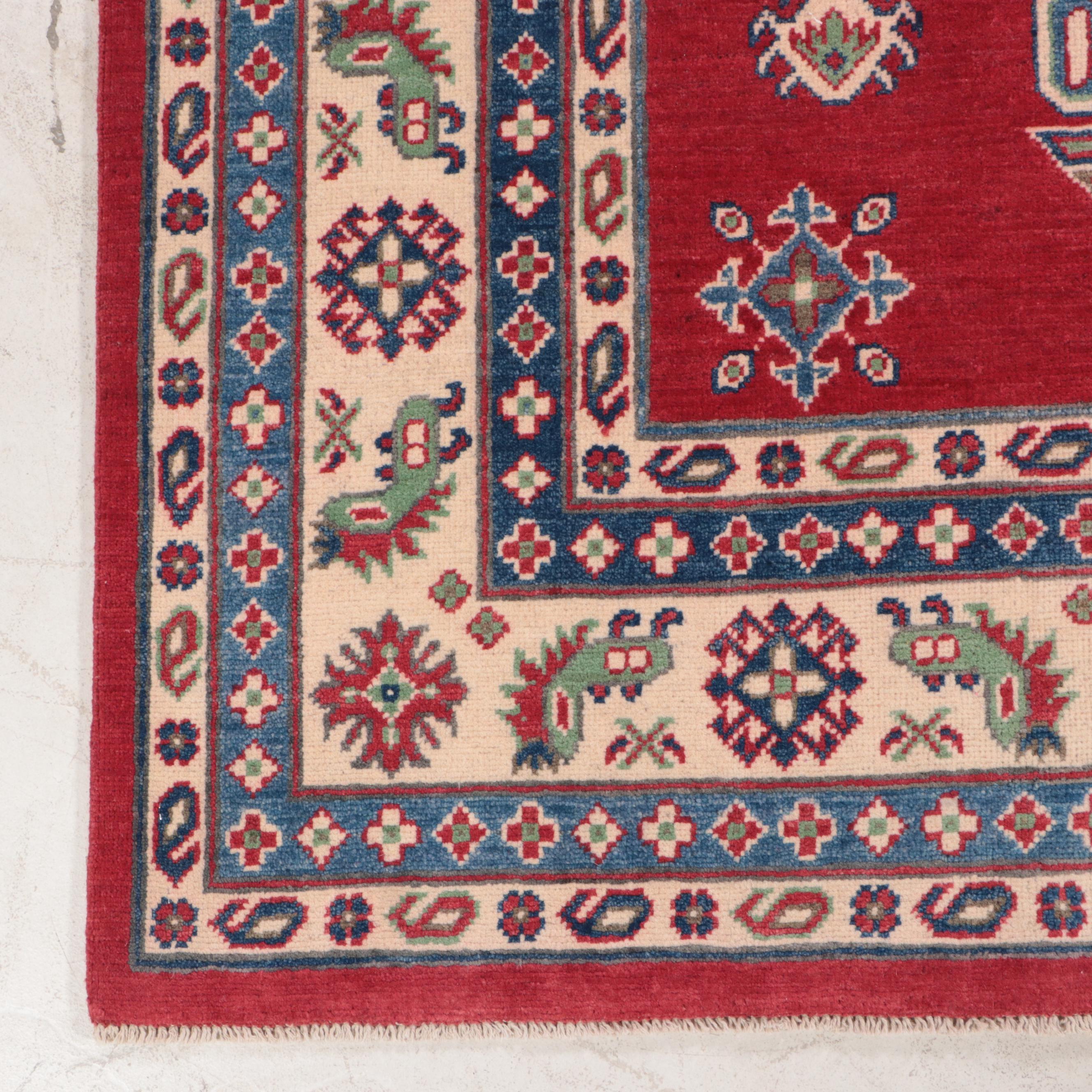 7'10 x 10' Hand-Knotted Afghan Kazak-Style Area Rug