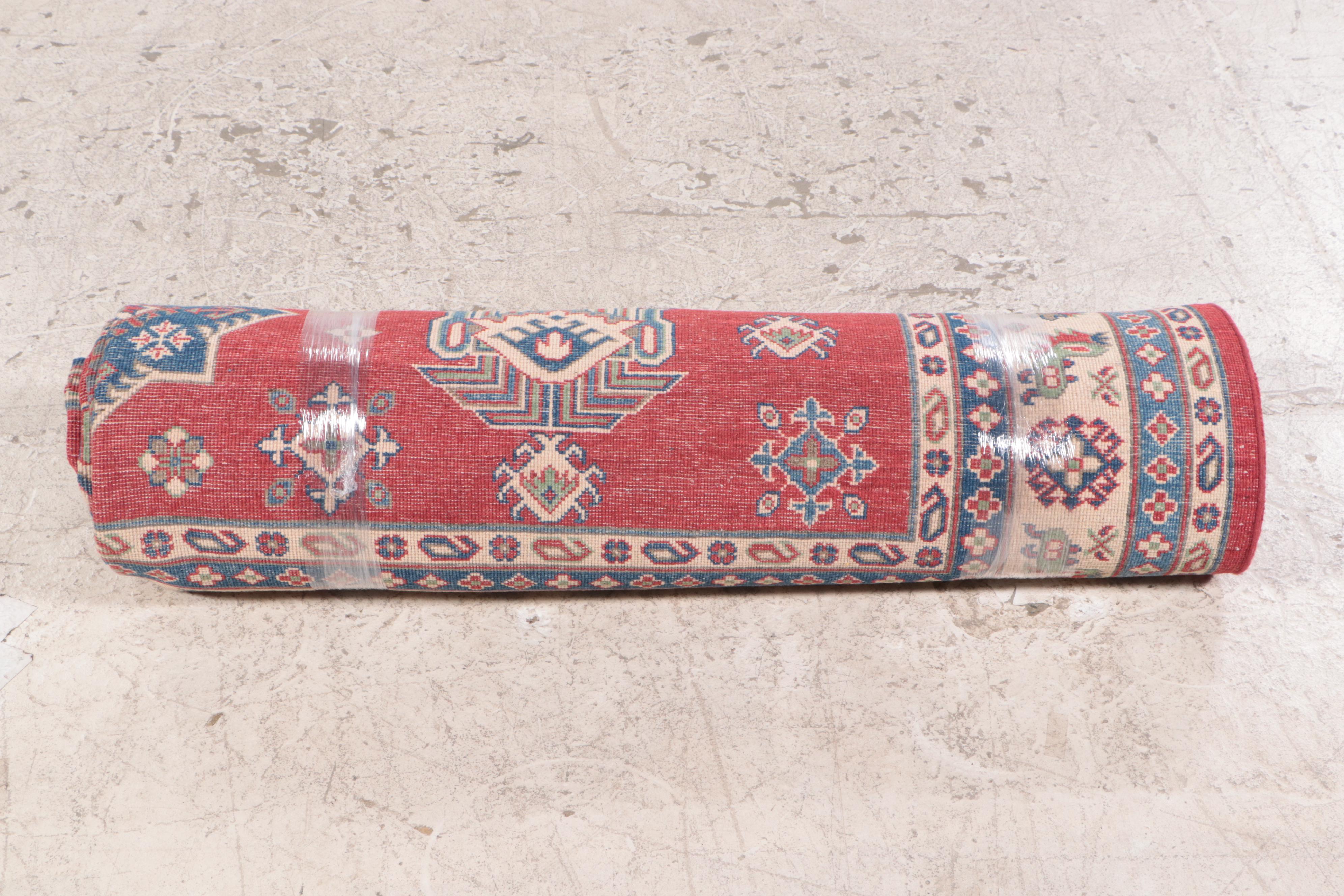 7'10 x 10' Hand-Knotted Afghan Kazak-Style Area Rug