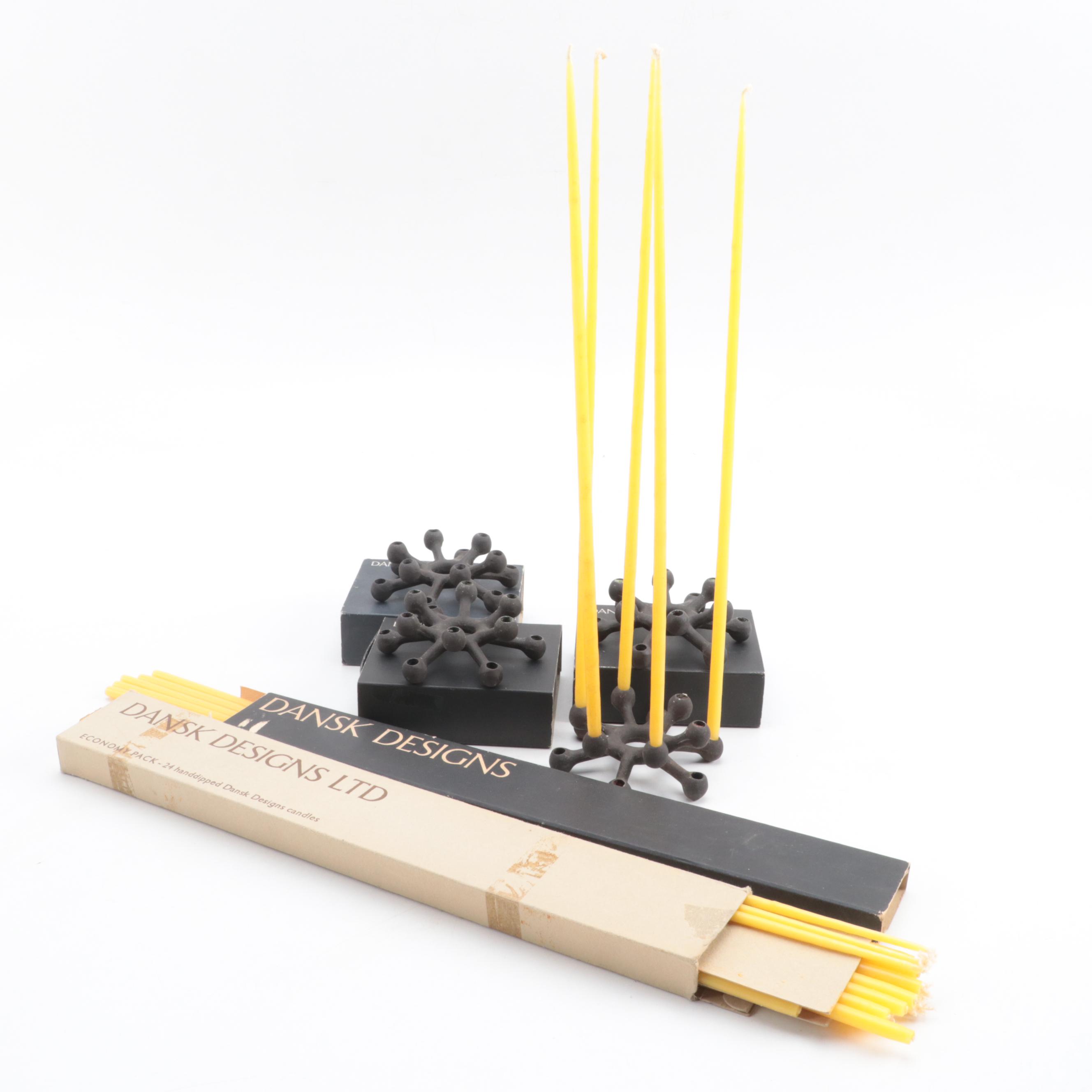 Dansk Danish Modern Twelve Light Candle Holders and Taper Candles