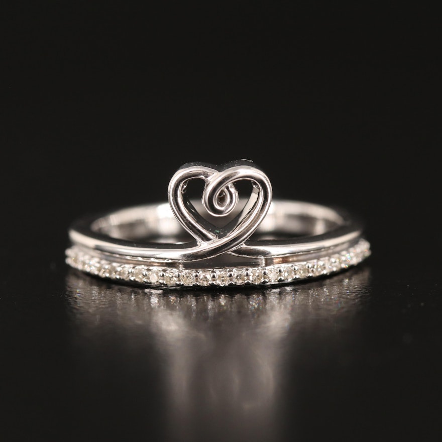 Diamond Heart Band in Sterling